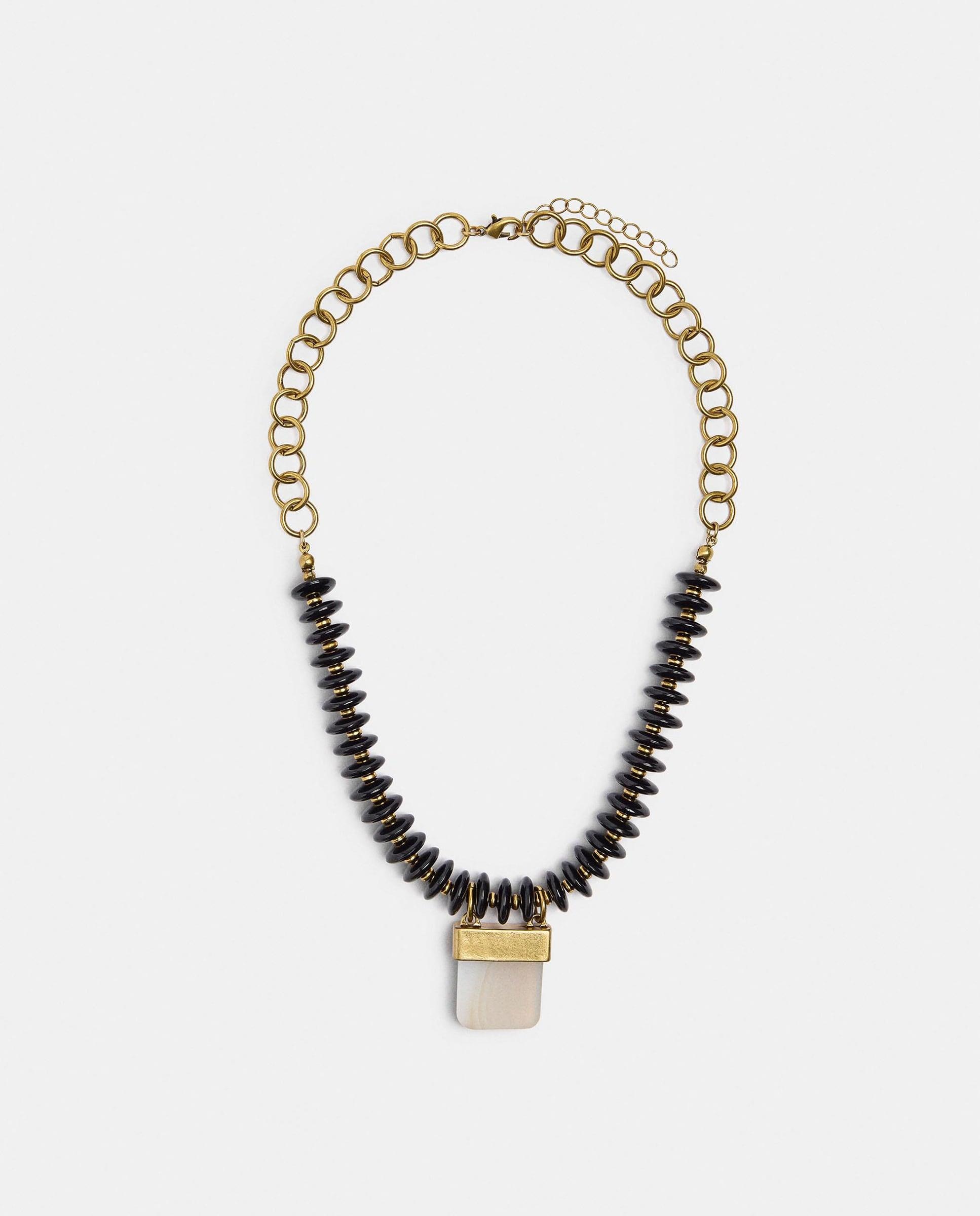 Collar de eslabones y cuentas con piedra decorativa - Parfois - Blanco Blanco-1