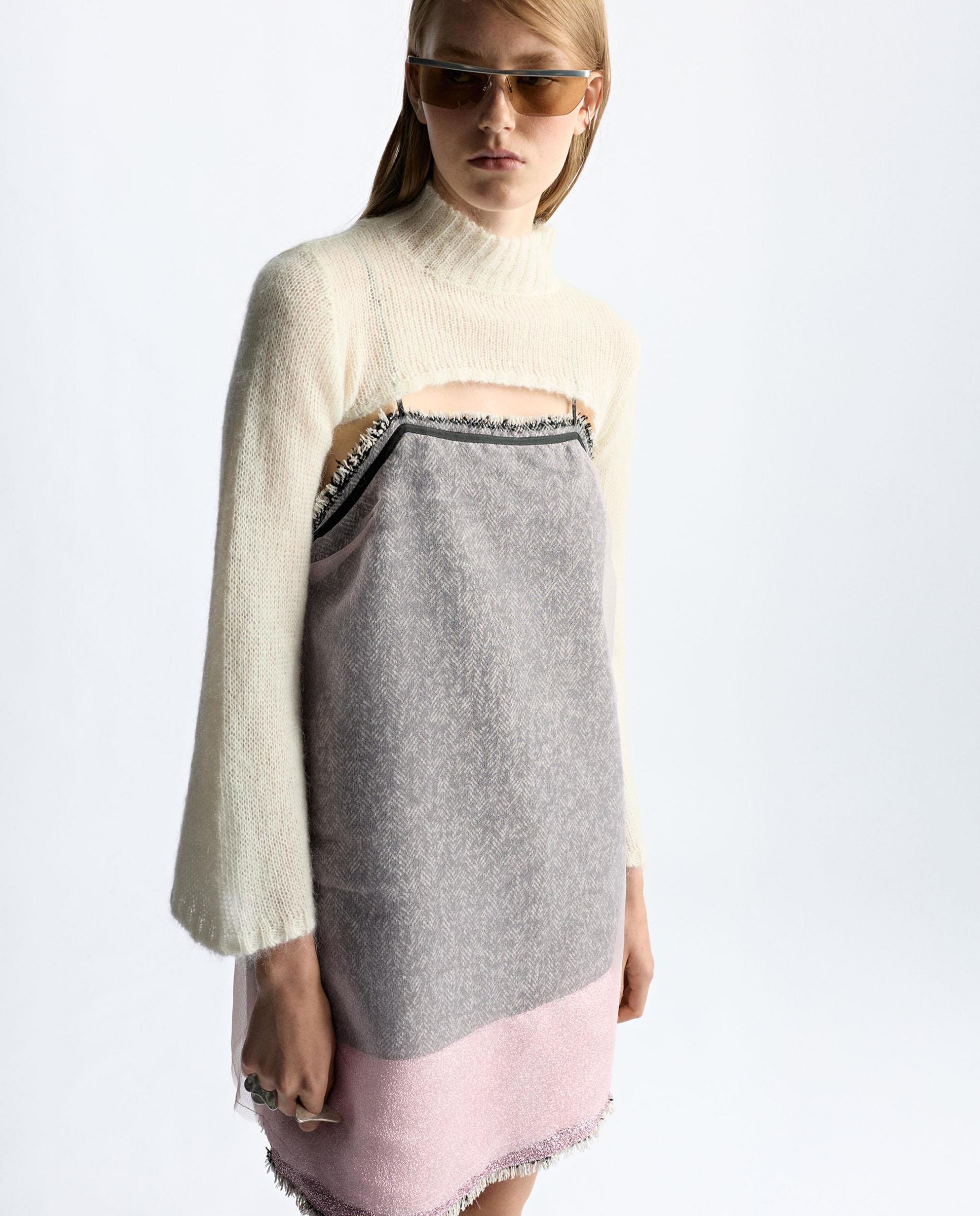 Jersey de mujer de punto crop en liso - Parfois - Crudo Crudo-1