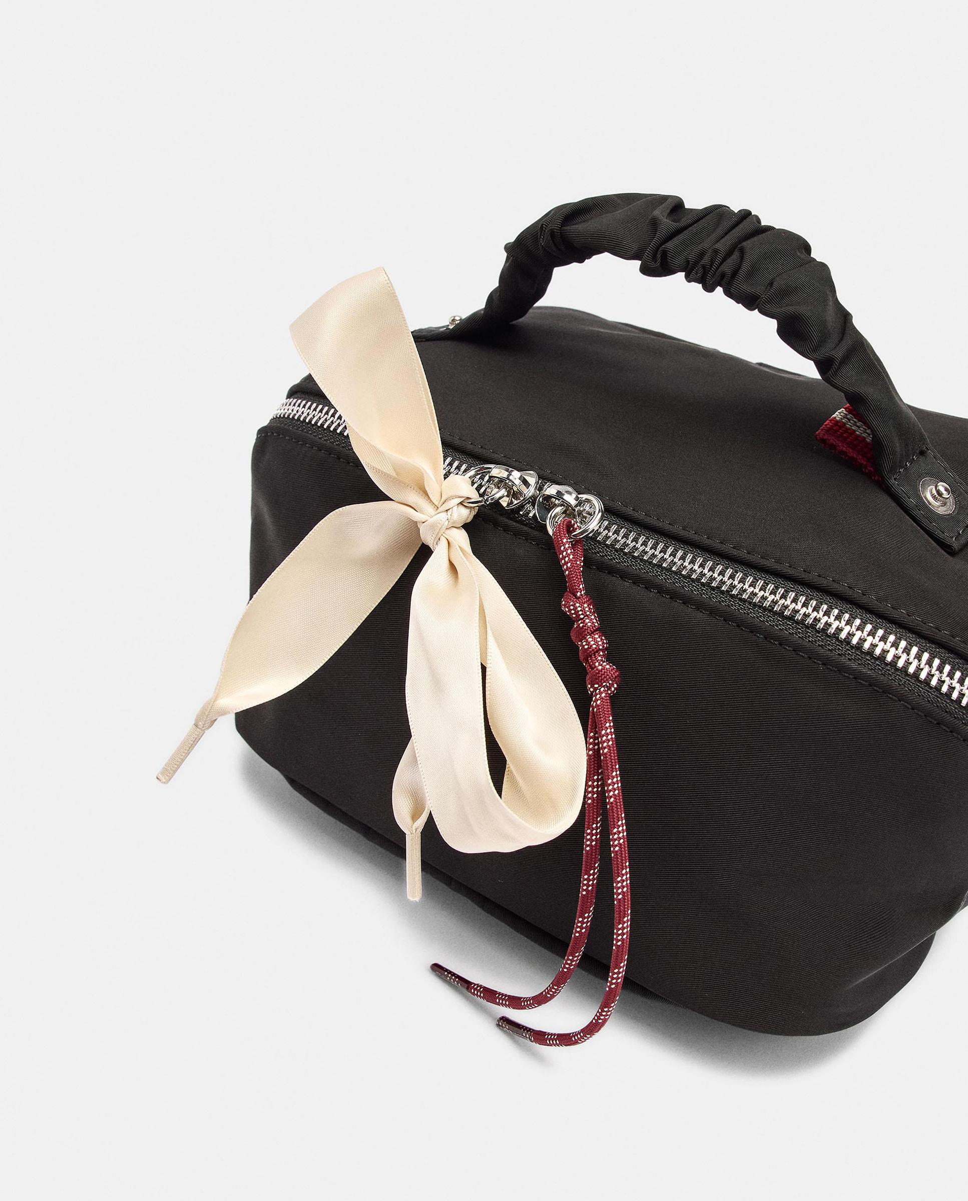 Neceser grande con cierre de cremallera y lazo decorativo - Parfois - Negro Negro-3