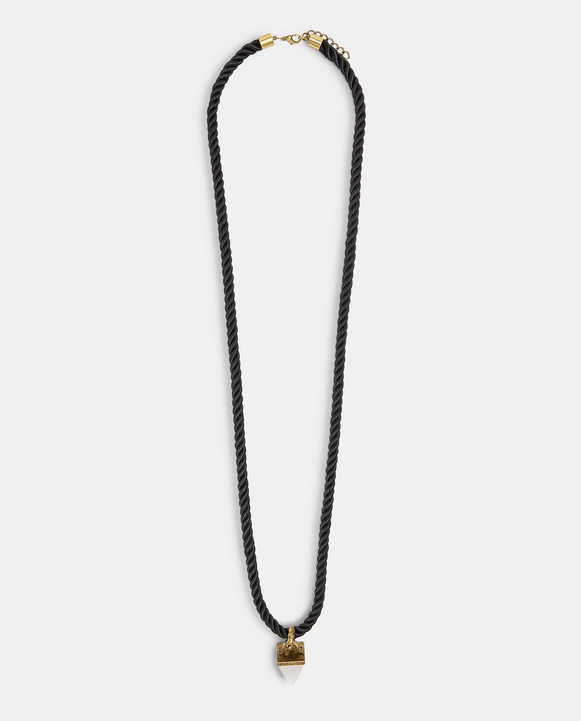 Imagen 0 de Collar de cordón largo con piedra decorativa Blanco