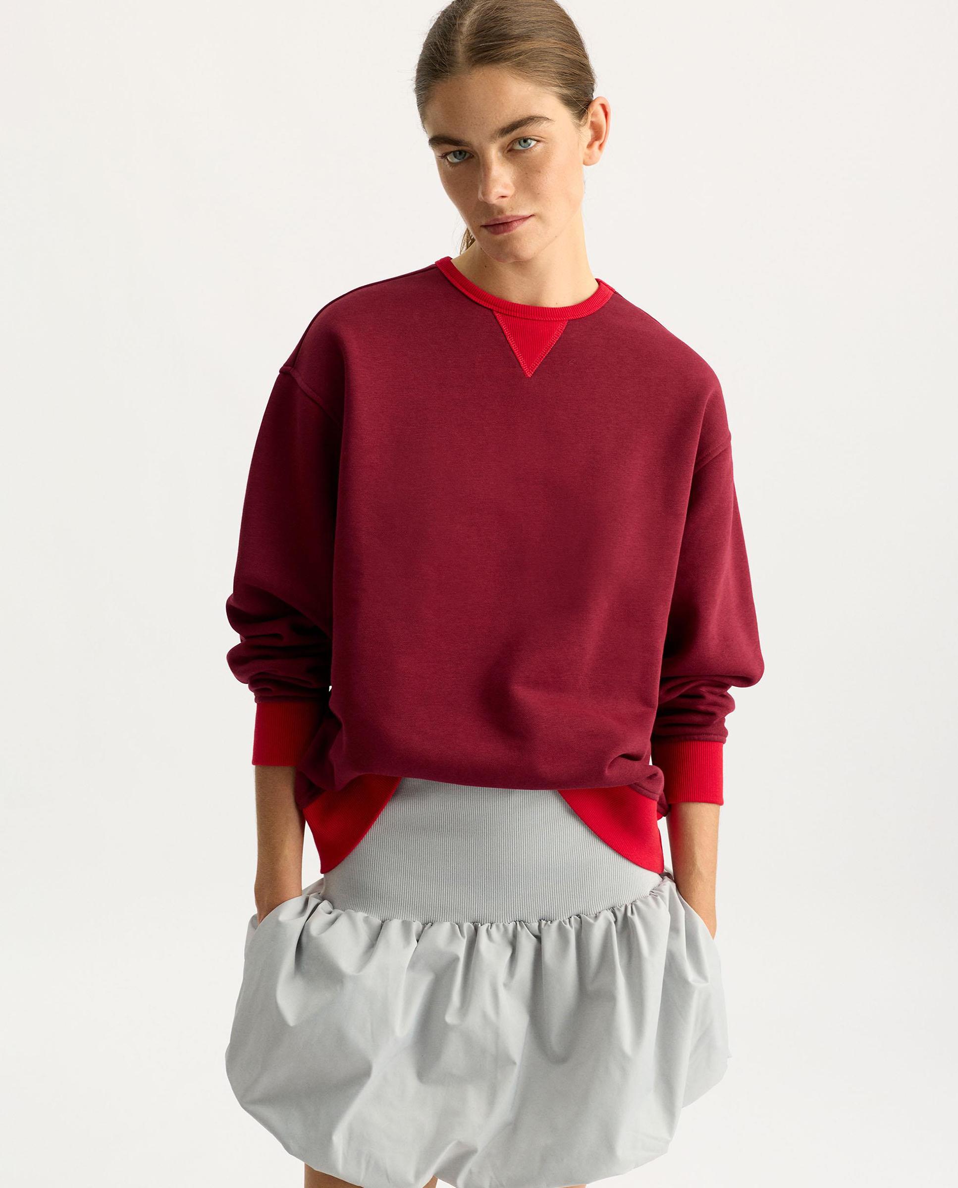 Sudadera de mujer con cuello a contraste - Parfois - Burdeos Burdeos-1