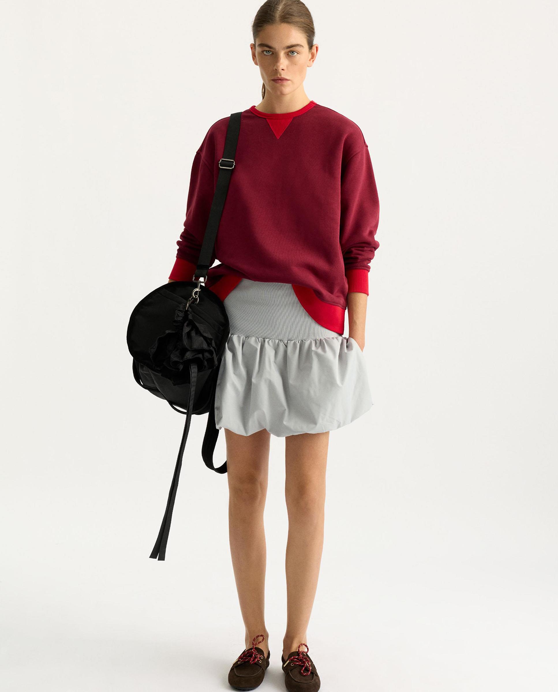 Sudadera de mujer con cuello a contraste - Parfois - Burdeos Burdeos-2