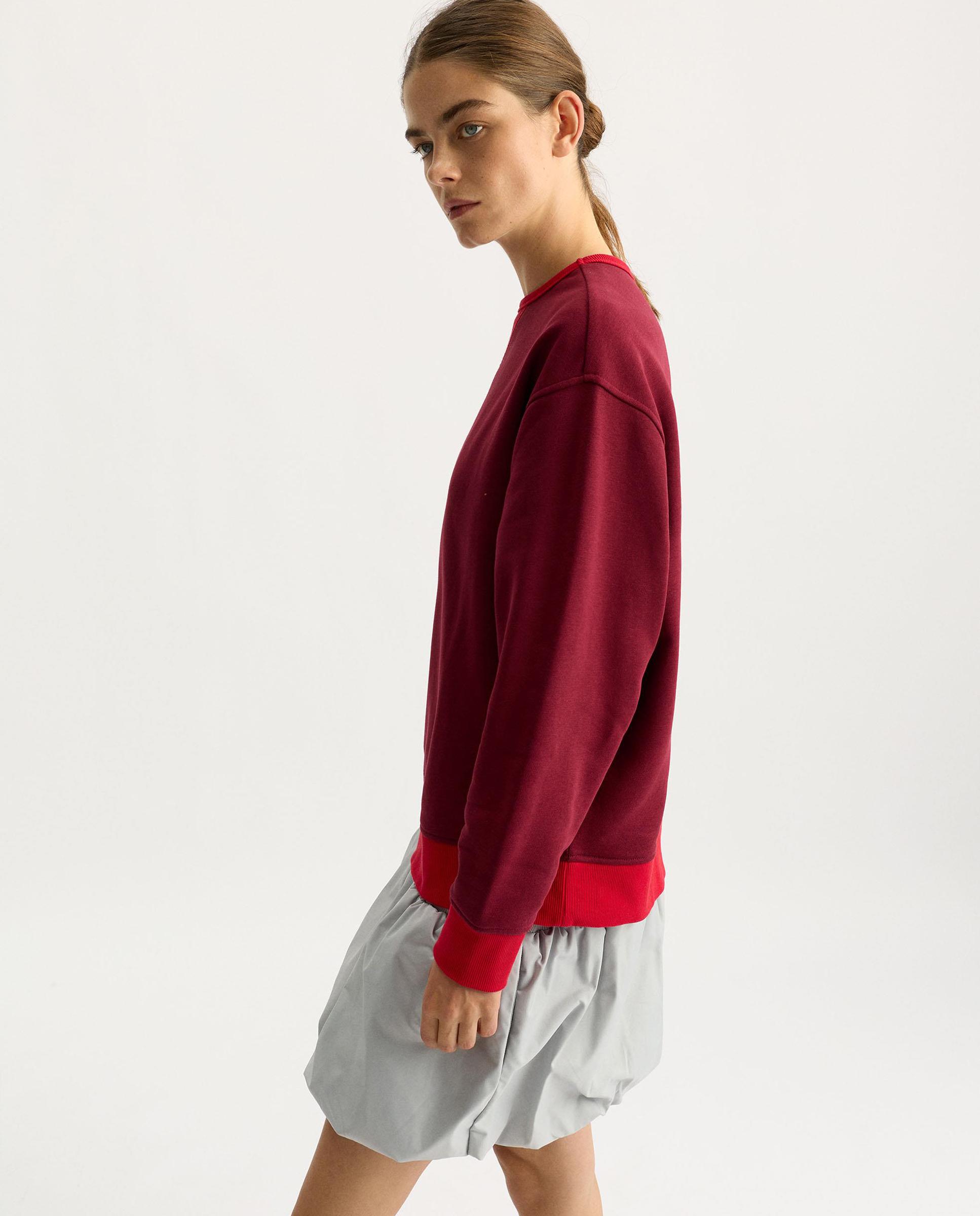 Sudadera de mujer con cuello a contraste - Parfois - Burdeos Burdeos-3