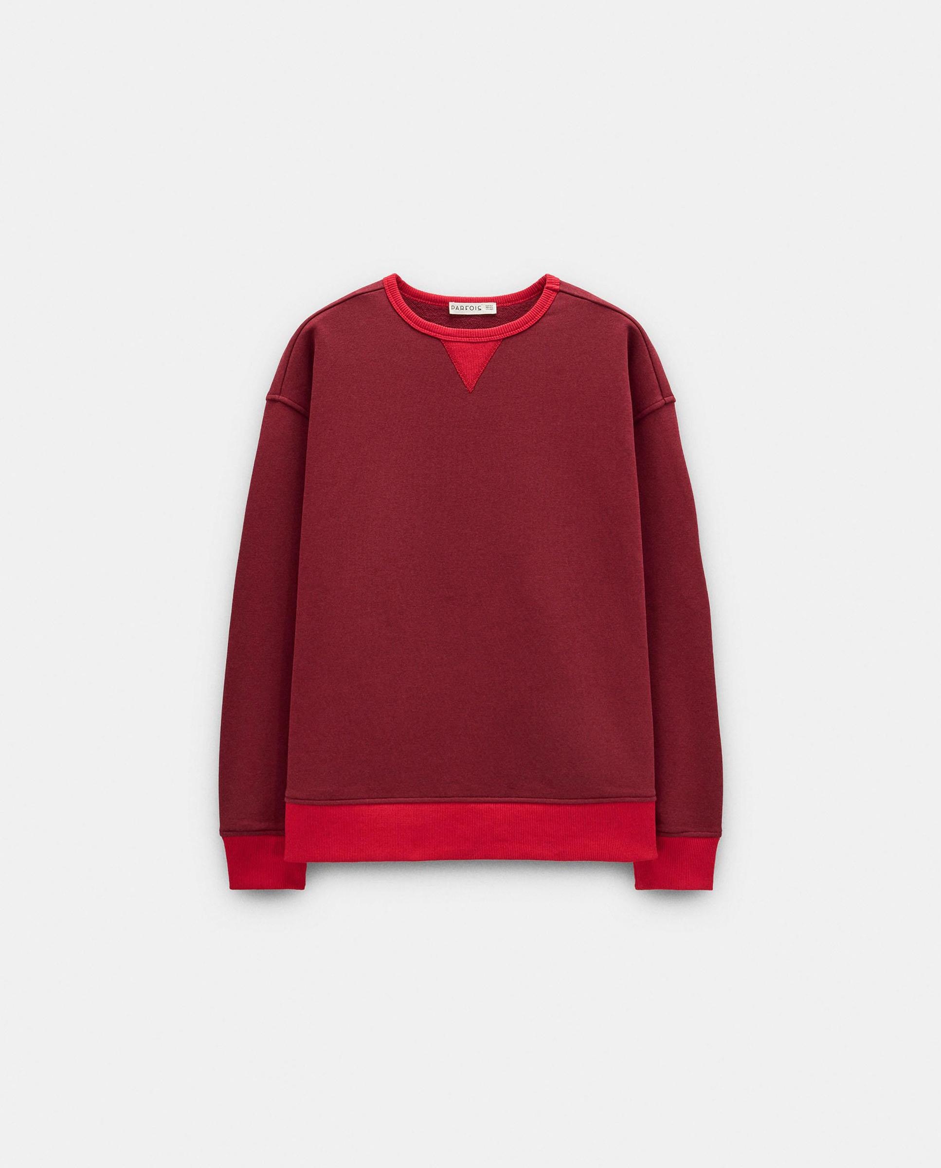 Sudadera de mujer con cuello a contraste - Parfois - Burdeos Burdeos-7