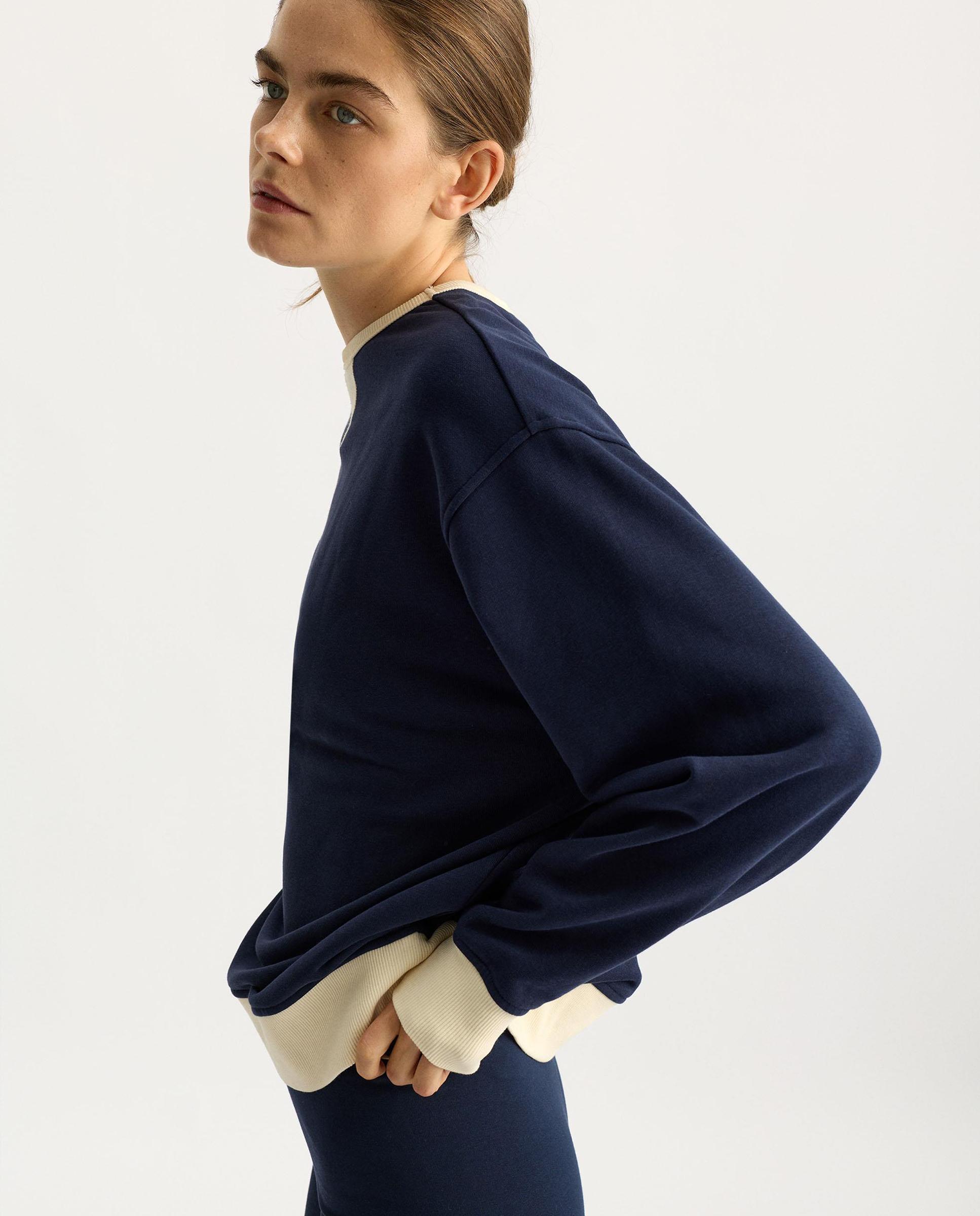 Sudadera de mujer con cuello a contraste - Parfois - Azul marino Azul marino-3