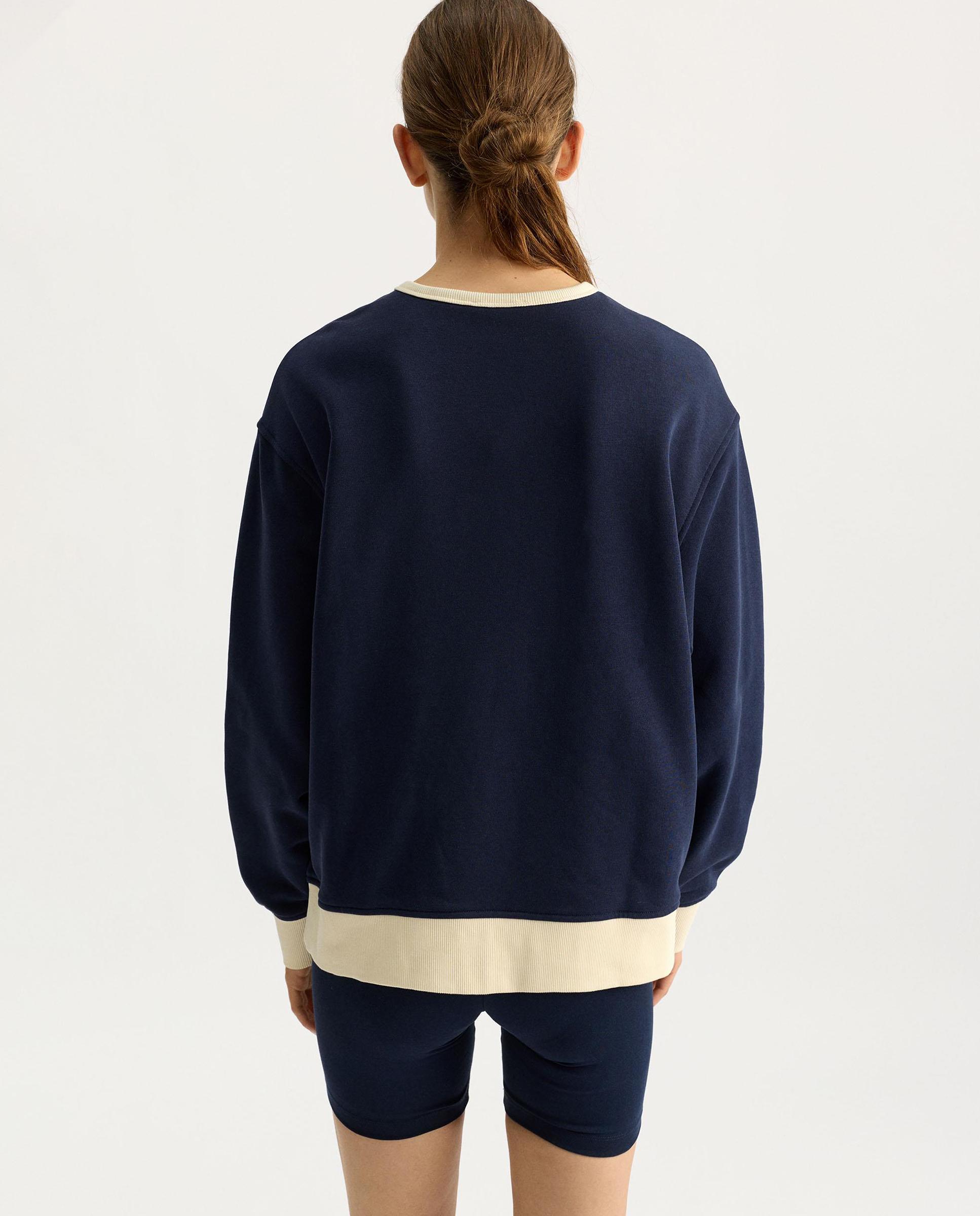 Sudadera de mujer con cuello a contraste - Parfois - Azul marino Azul marino-4