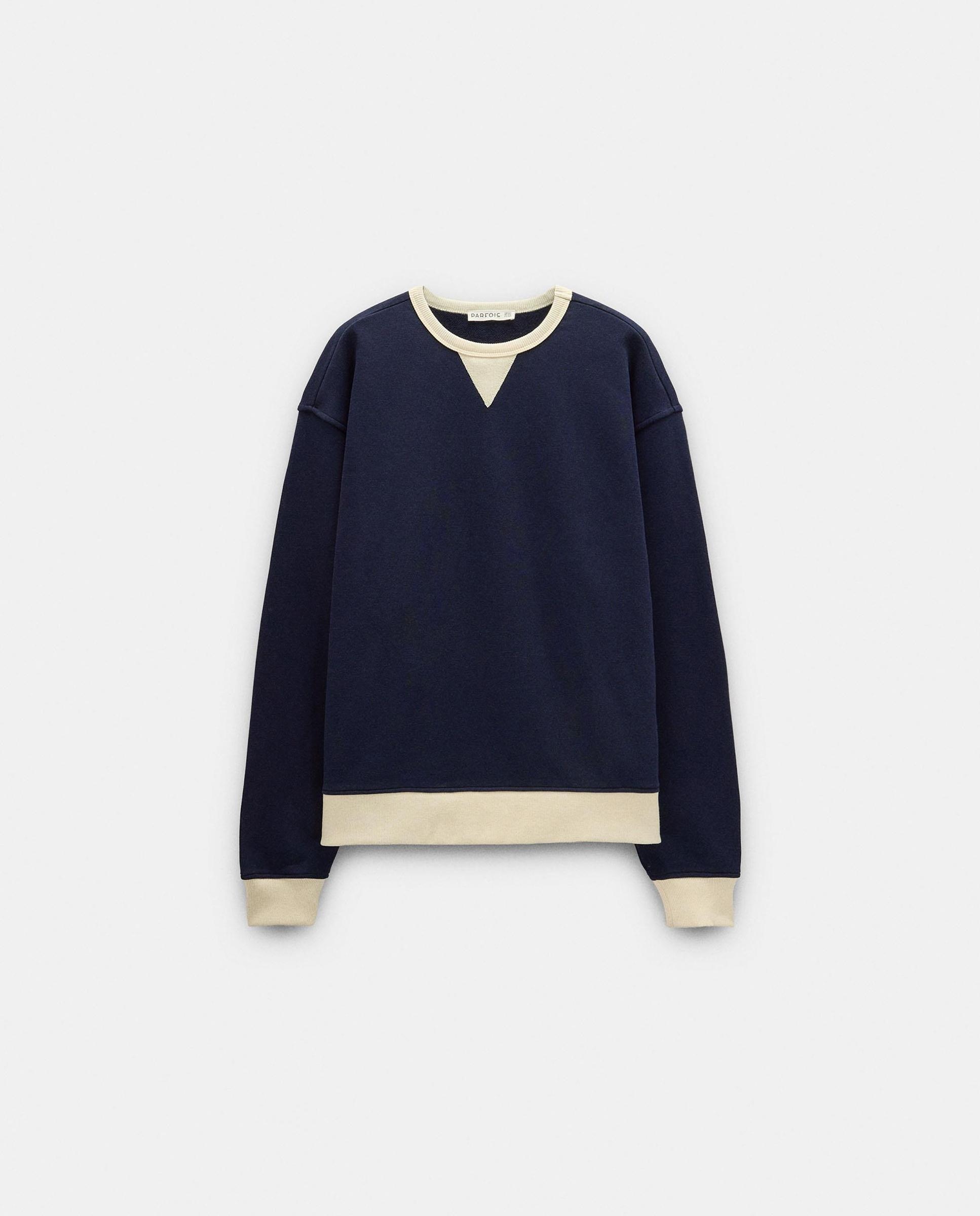 Sudadera de mujer con cuello a contraste - Parfois - Azul marino Azul marino-6