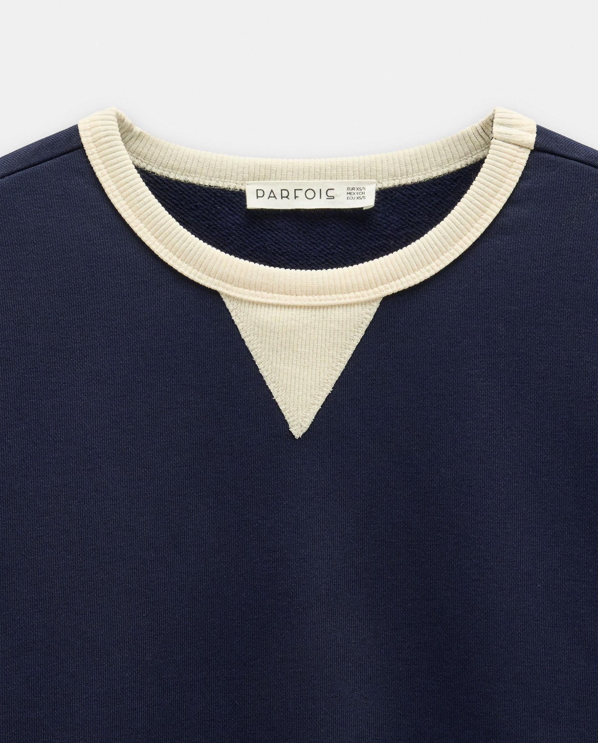 Sudadera de mujer con cuello a contraste - Parfois - Azul marino Azul marino-5