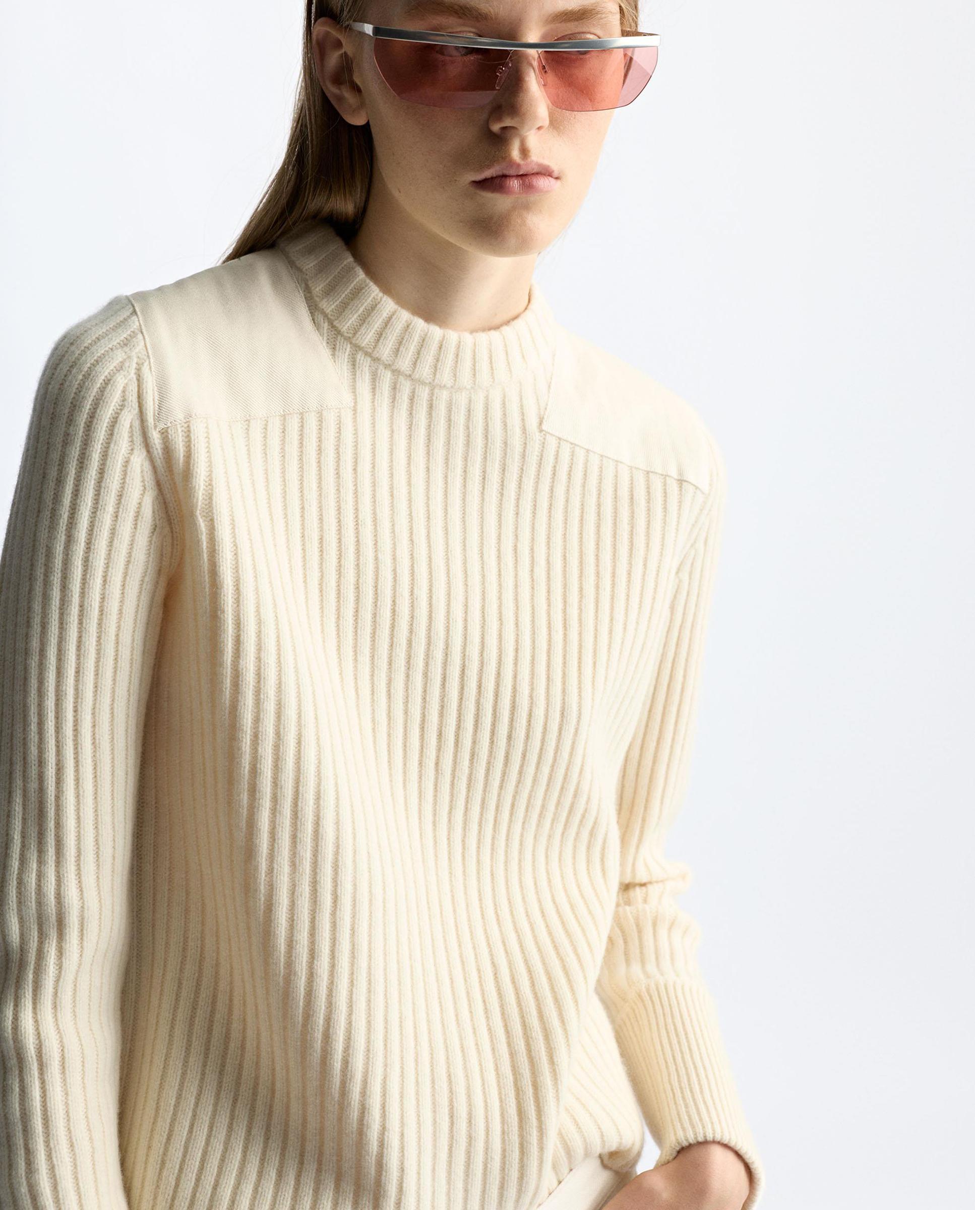 Jersey de mujer 100% lana de manga larga en liso - Parfois - Crudo Crudo-3