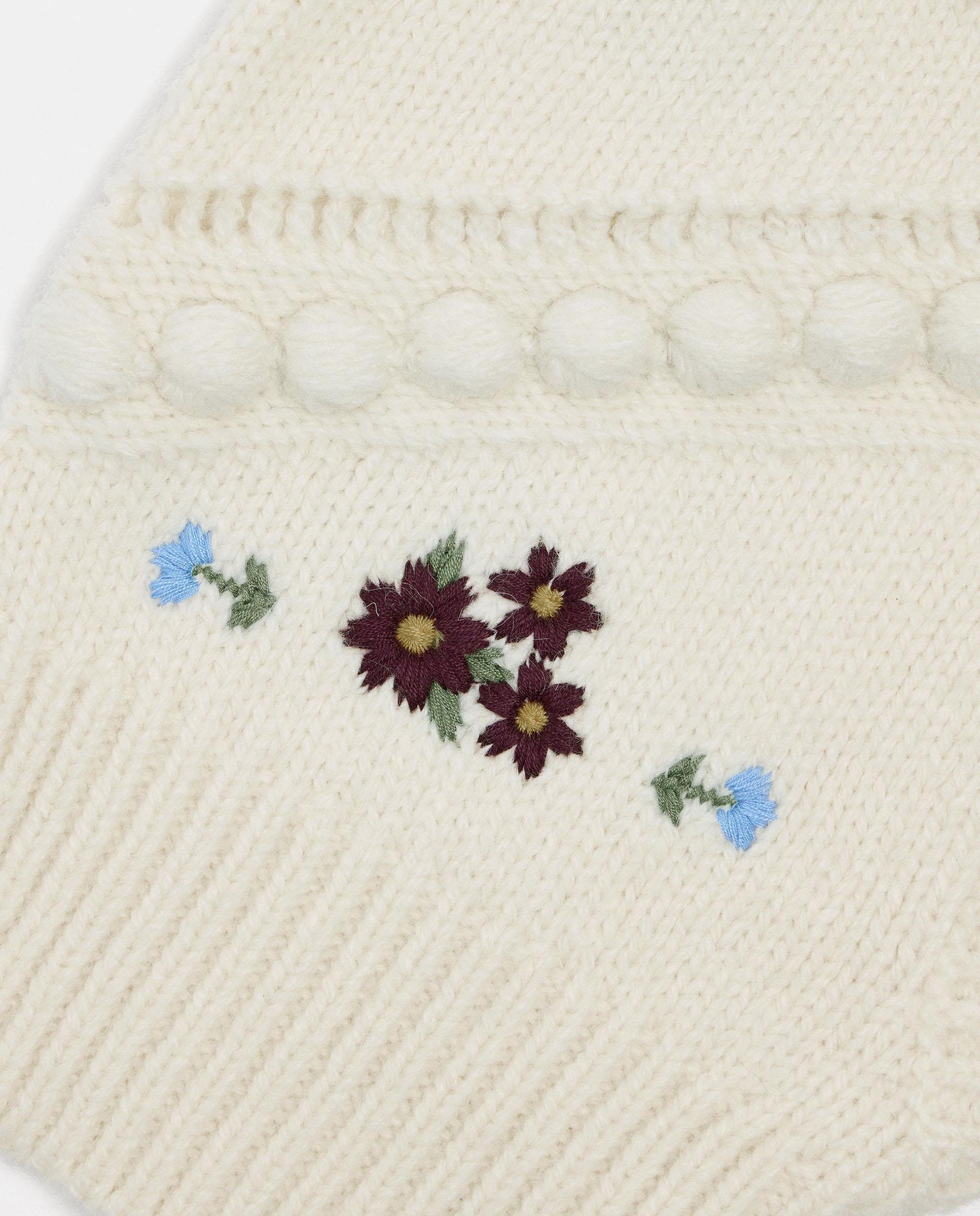 Imagen 3 de Gorro de mujer 100% lana estilo balaclava con bordado floral - Parfois - Crudo Crudo