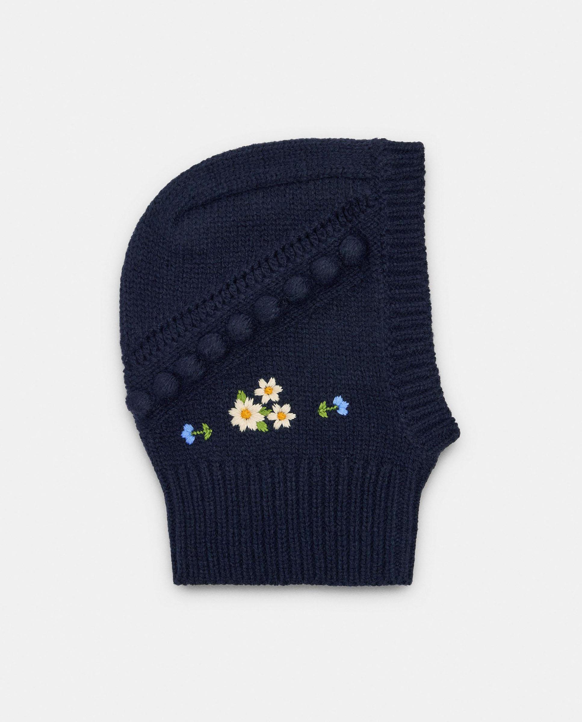 Imagen 4 de Gorro de mujer 100% lana estilo balaclava con bordado floral - Parfois - Azul marino Azul marino