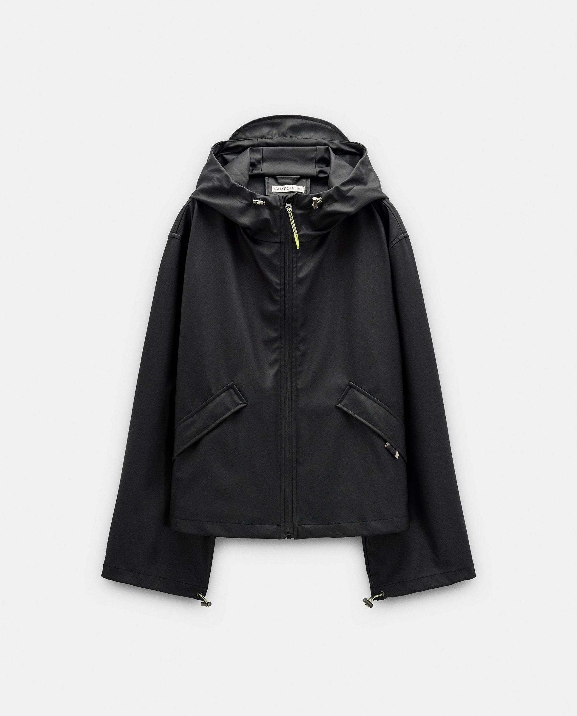 Chaqueta de mujer cortavientos con capucha y cierre de cremallera - Parfois - Negro Negro-7