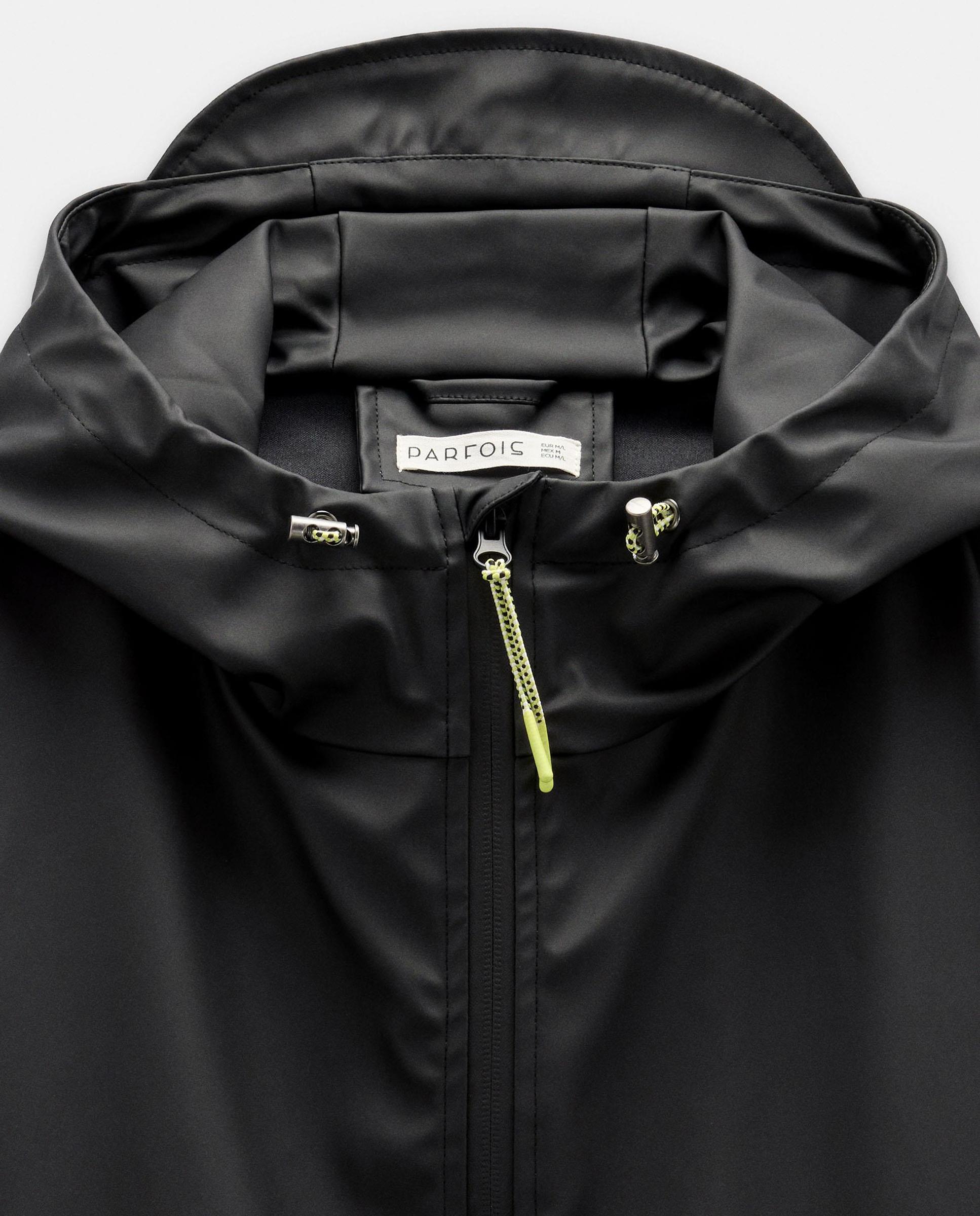 Chaqueta de mujer cortavientos con capucha y cierre de cremallera - Parfois - Negro Negro-6