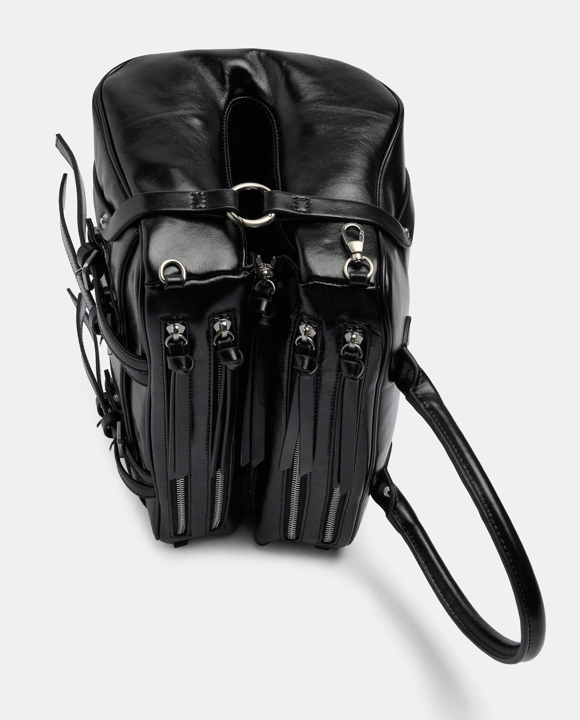Bolso de hombro 100% piel con varios compartimentos y cierre de cremallera en liso - Parfois - Negro Negro-5