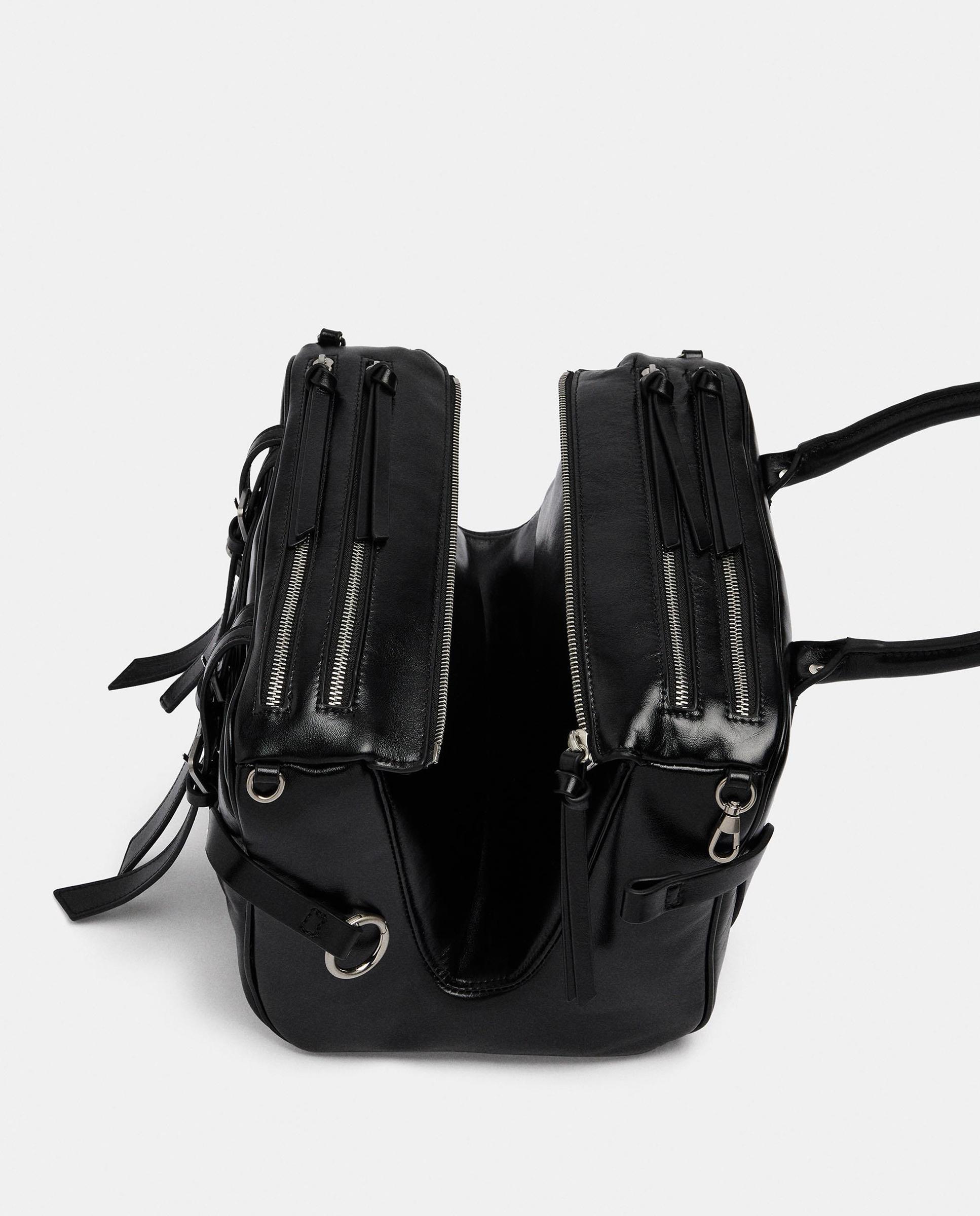 Bolso de hombro 100% piel con varios compartimentos y cierre de cremallera en liso - Parfois - Negro Negro-7