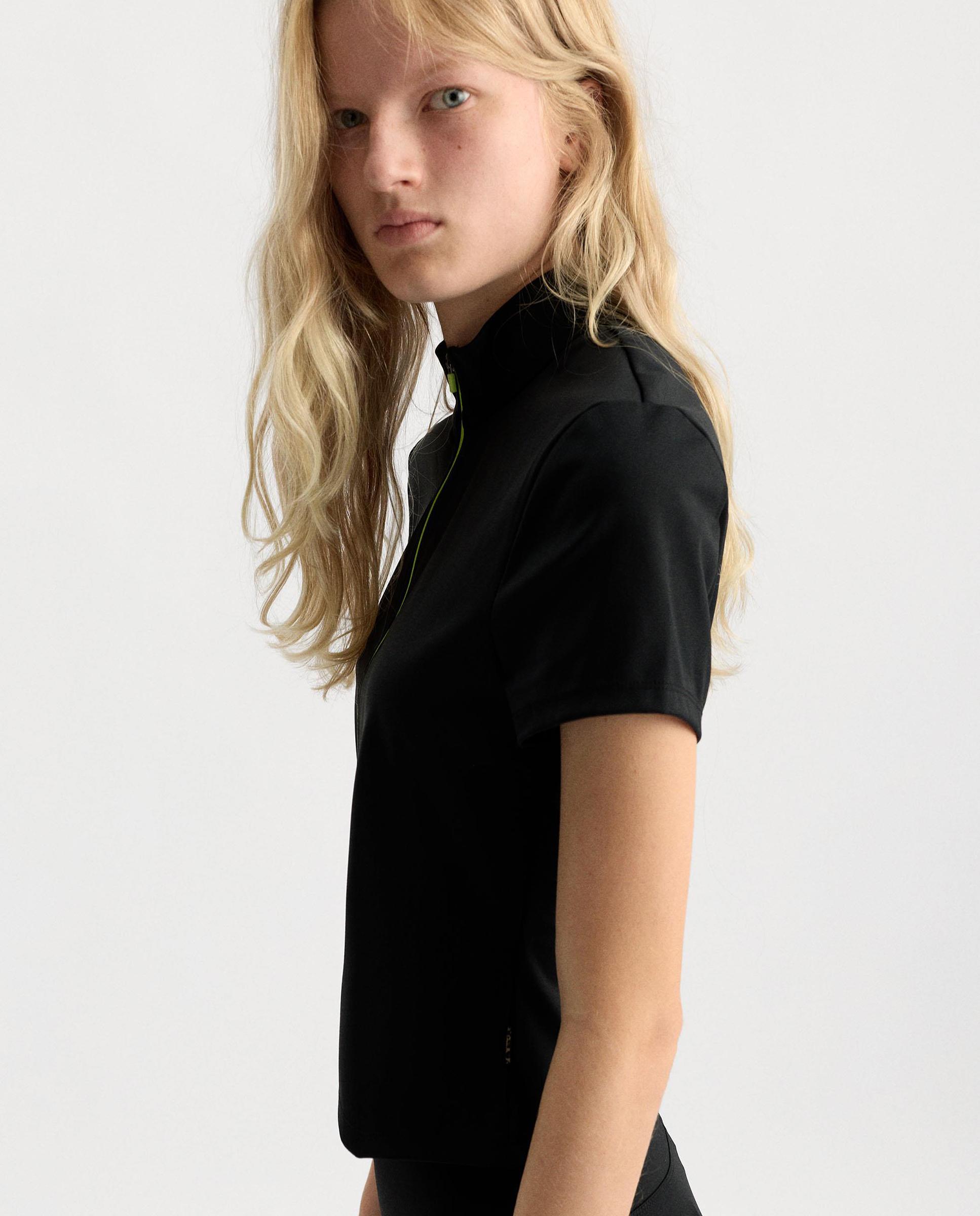 Top de mujer de manga corta con cremallera frontal - Parfois - Negro Negro-3