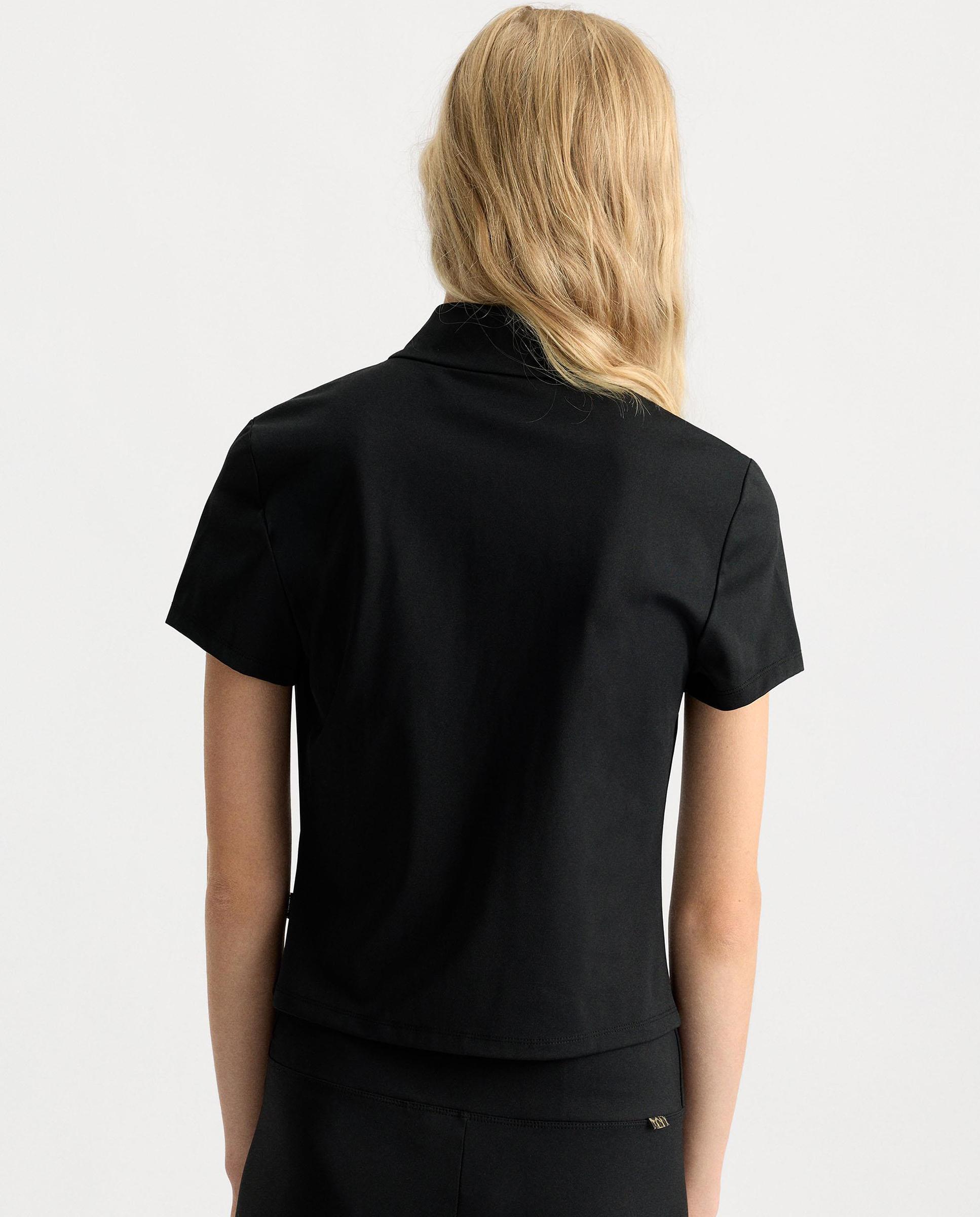 Top de mujer de manga corta con cremallera frontal - Parfois - Negro Negro-4