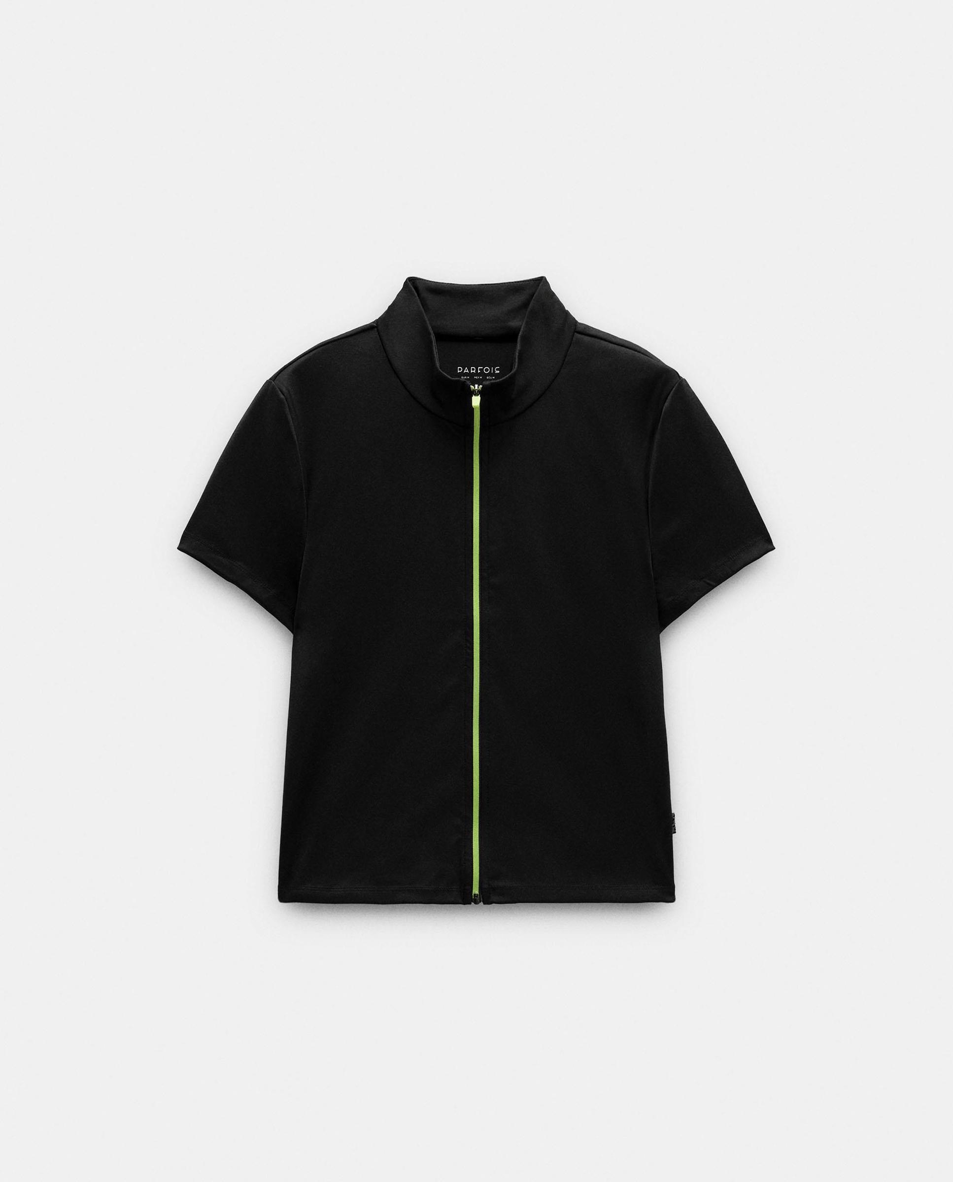 Top de mujer de manga corta con cremallera frontal - Parfois - Negro Negro-6
