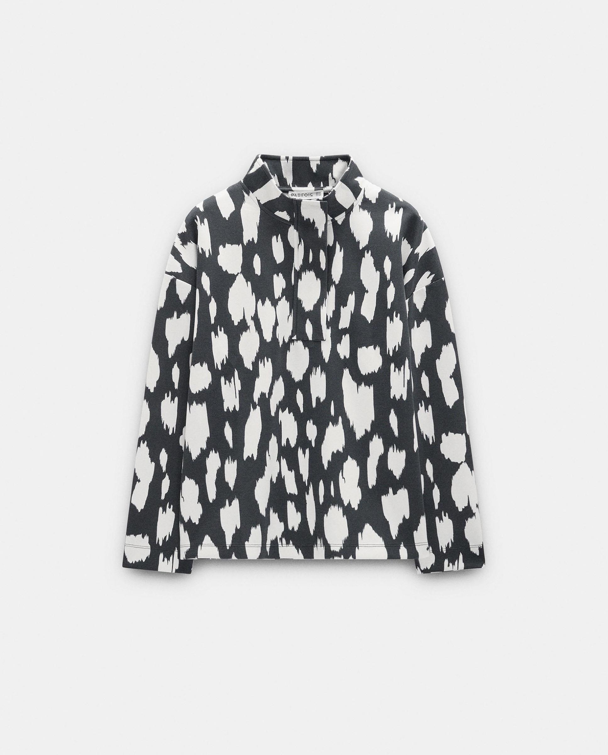 Sudadera de mujer de manga larga con estampado animal print - Parfois - Negro Negro-6
