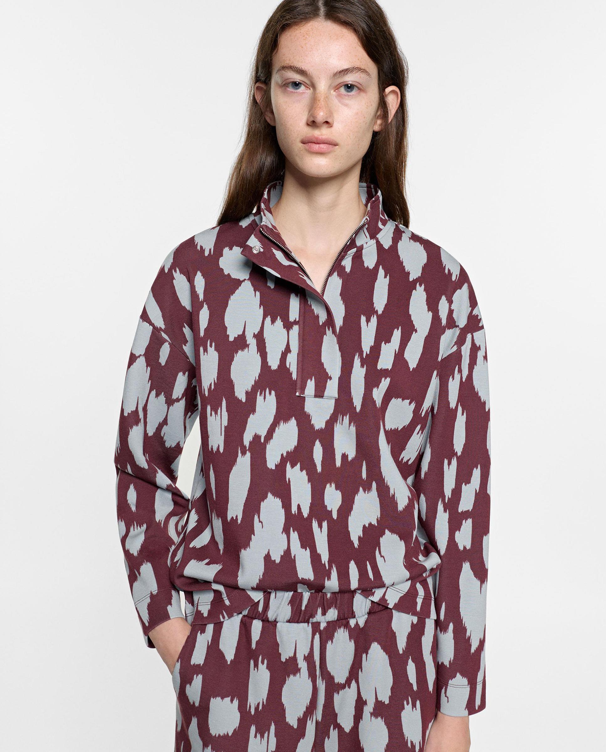 Sudadera de mujer de manga larga con estampado animal print - Parfois - Burdeos Burdeos-1