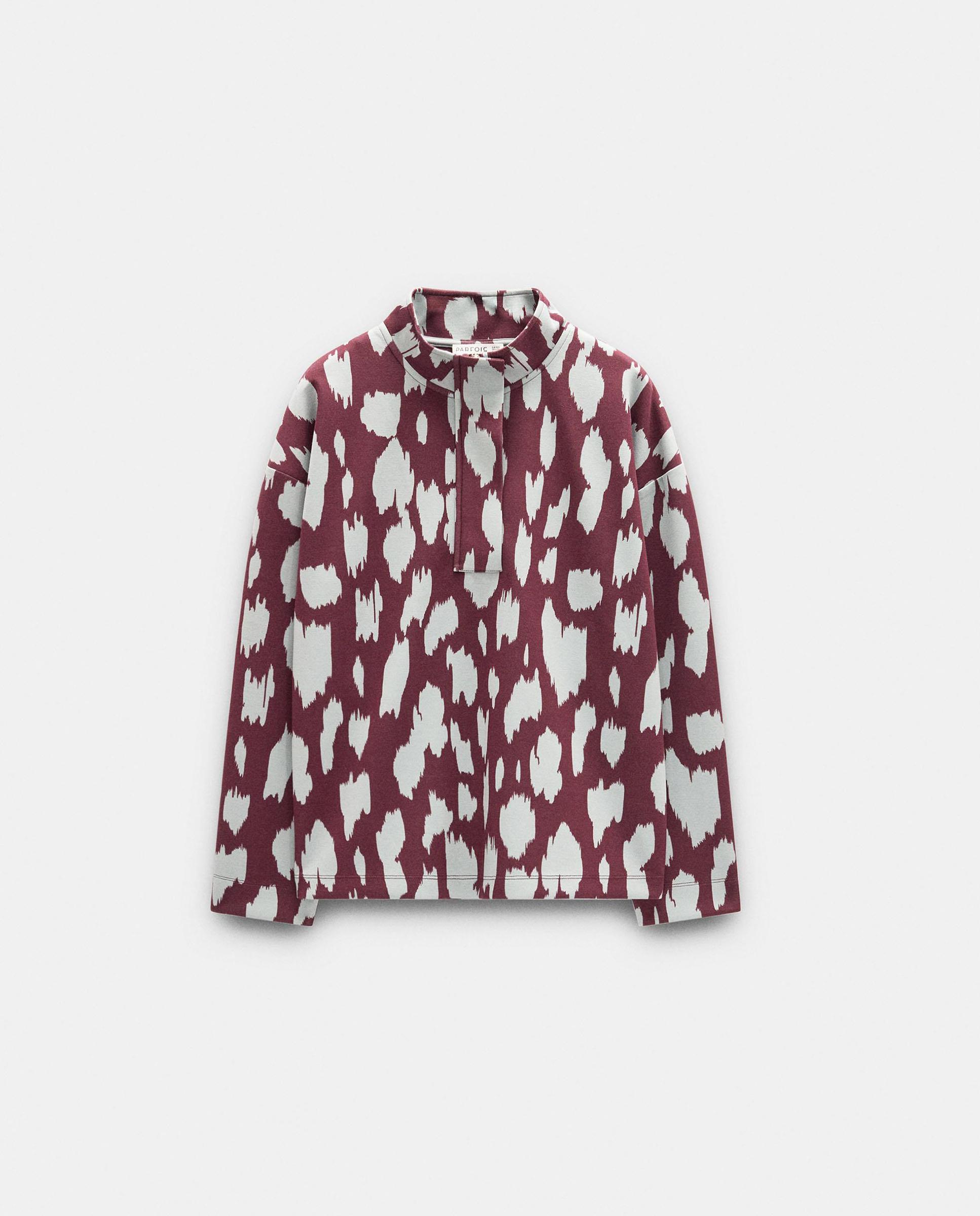 Sudadera de mujer de manga larga con estampado animal print - Parfois - Burdeos Burdeos-6