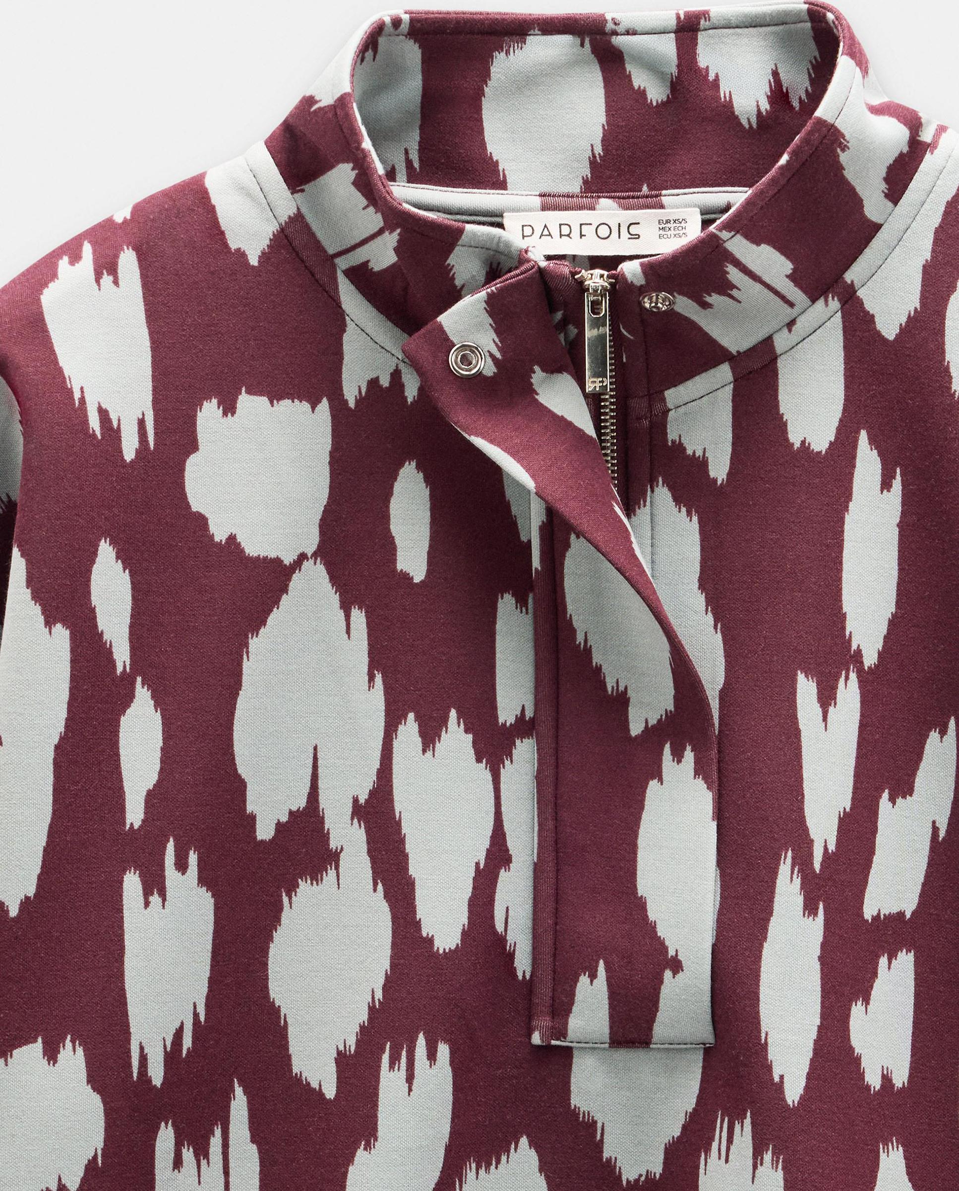 Sudadera de mujer de manga larga con estampado animal print - Parfois - Burdeos Burdeos-5