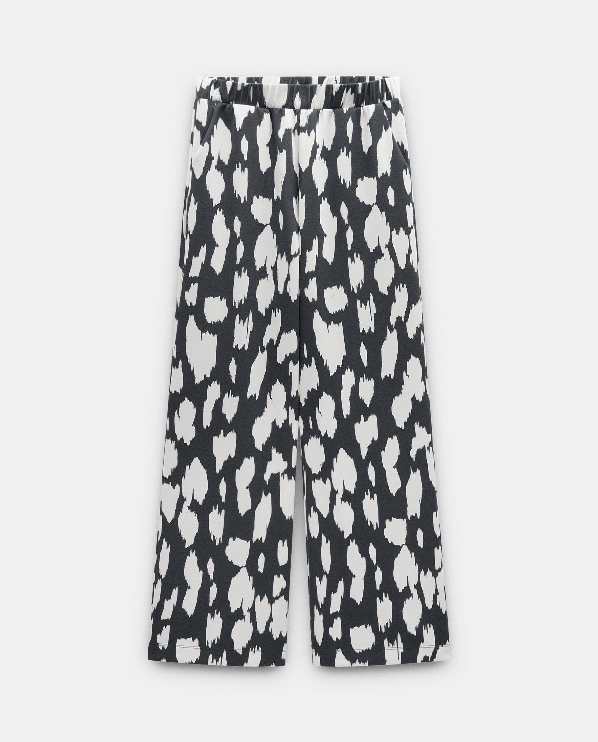 Pantalones anchos de mujer con cintura elástica y estampado animal print - Parfois - Negro Negro-5
