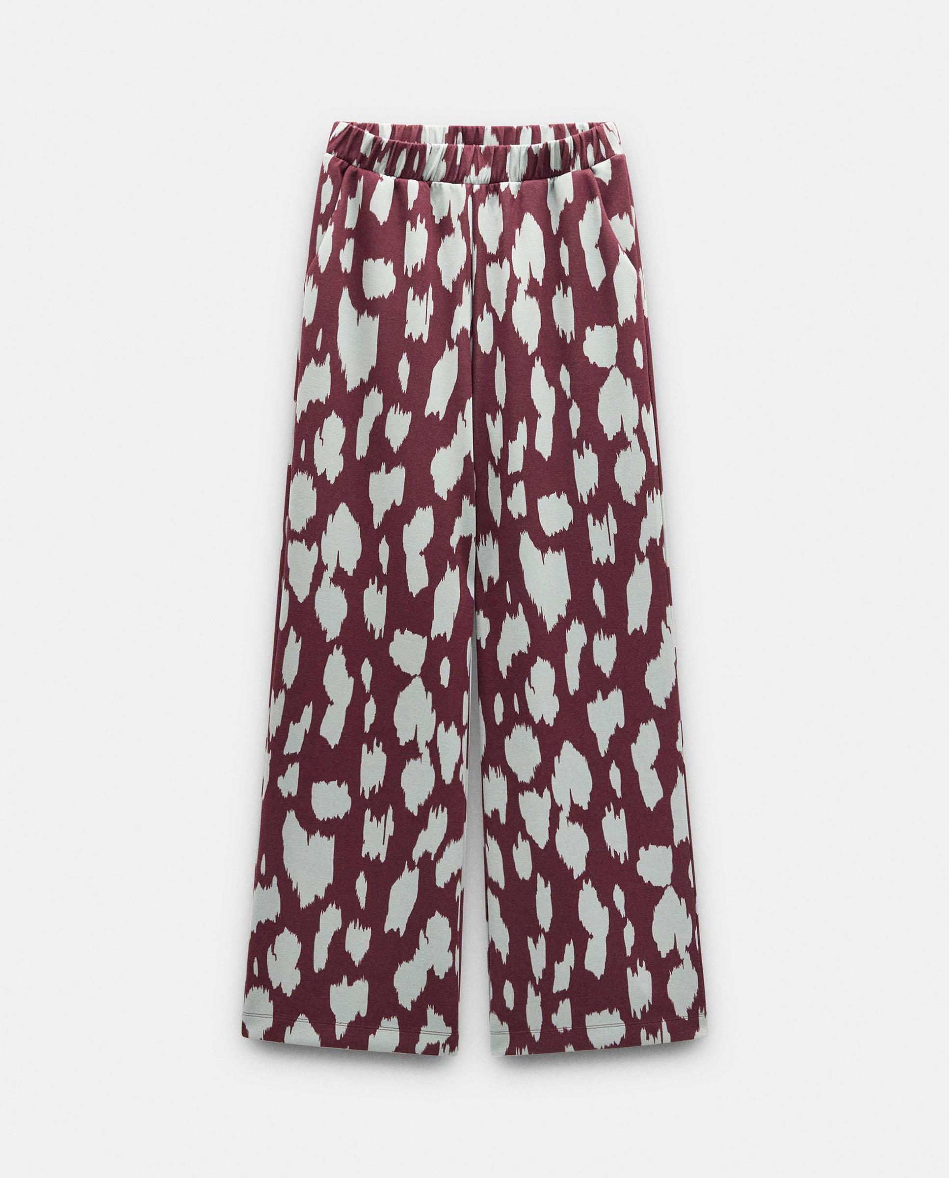 Pantalones anchos de mujer con cintura elástica y estampado animal print - Parfois - Burdeos Burdeos-6