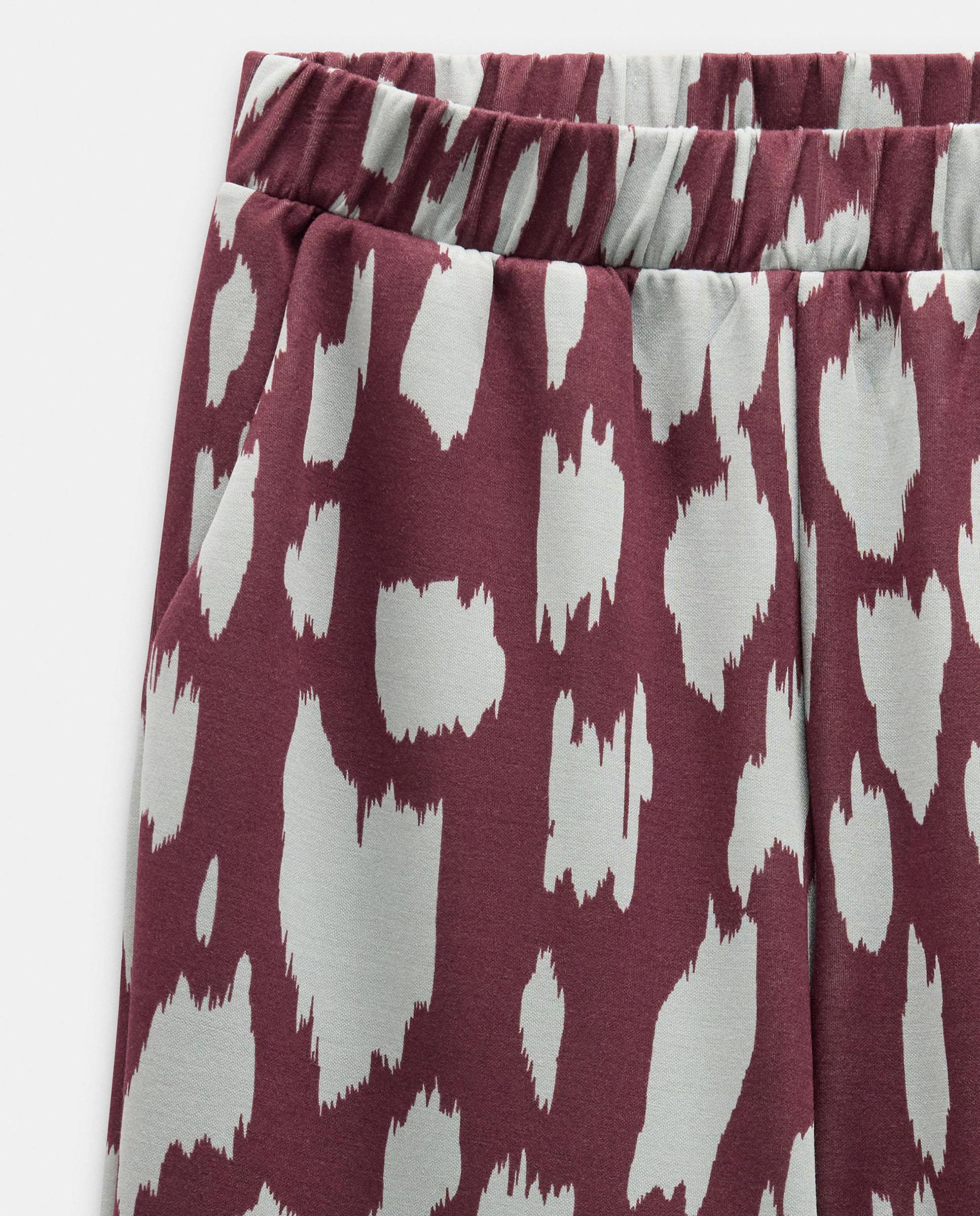 Pantalones anchos de mujer con cintura elástica y estampado animal print - Parfois - Burdeos Burdeos-5