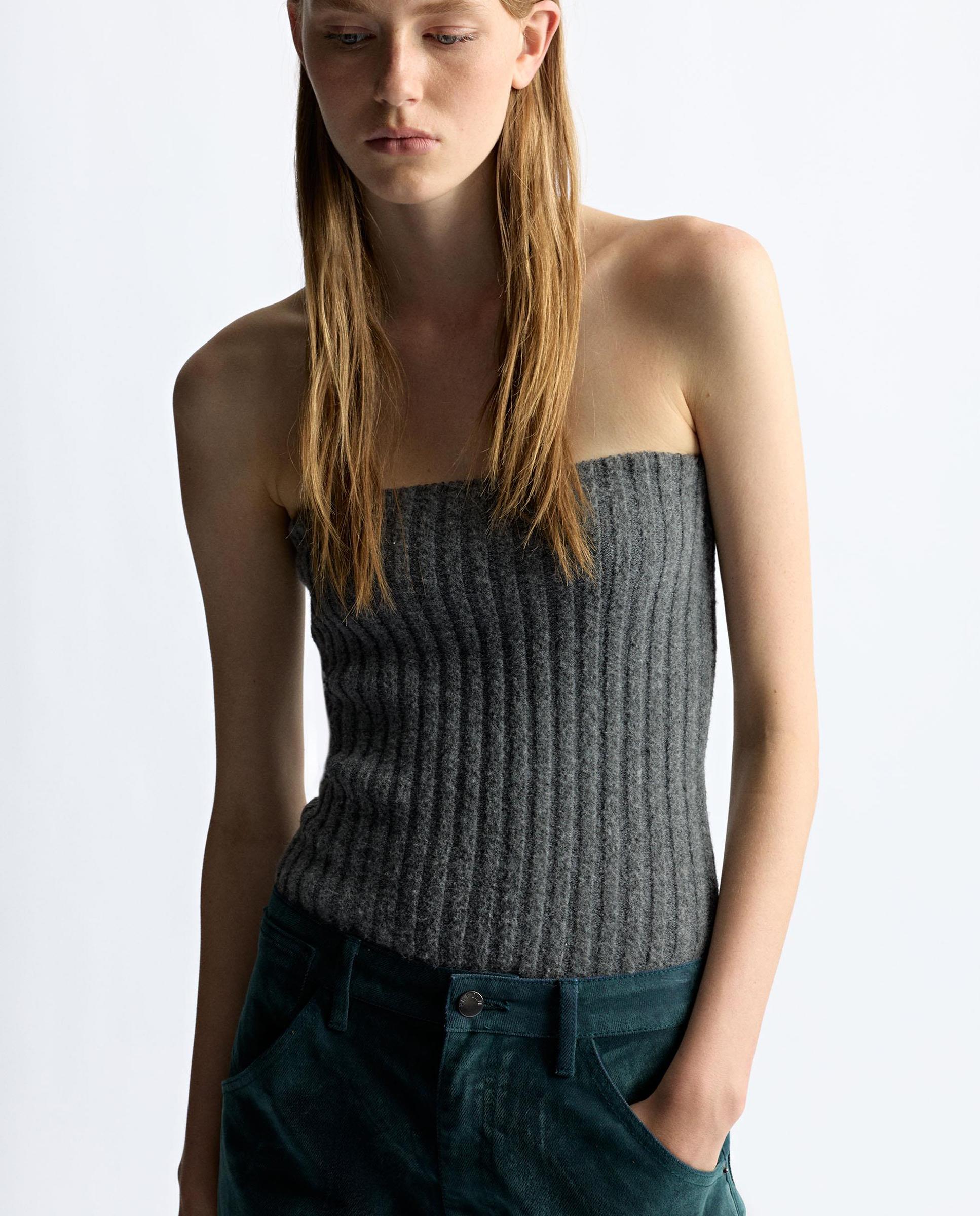Top de mujer de punto de palabra de honor - Parfois - Gris Gris-1