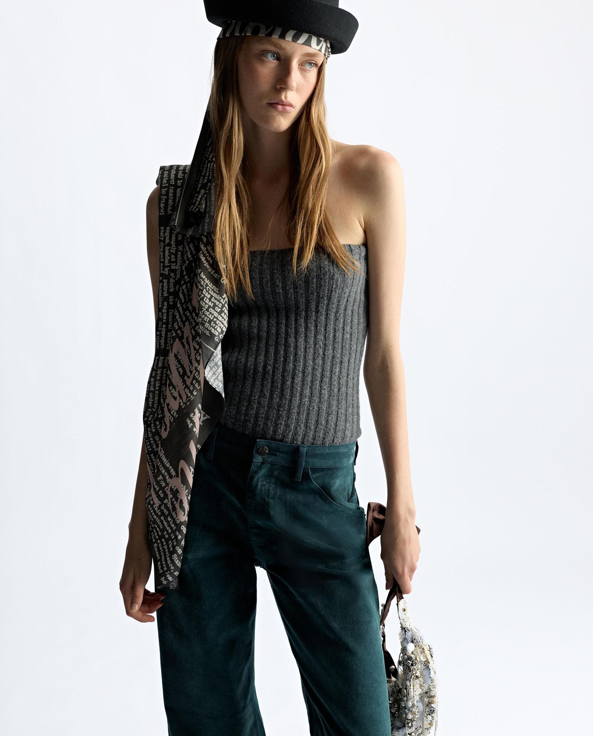 Top de mujer de punto de palabra de honor - Parfois - Gris Gris-5