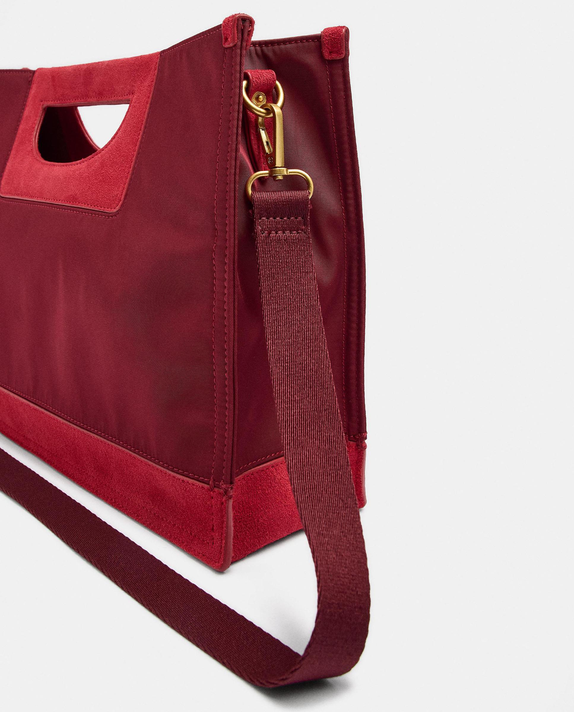 Bolso de mano estilo tote convertible a bandolera con cierre imantado - Parfois - Rojo Rojo-3