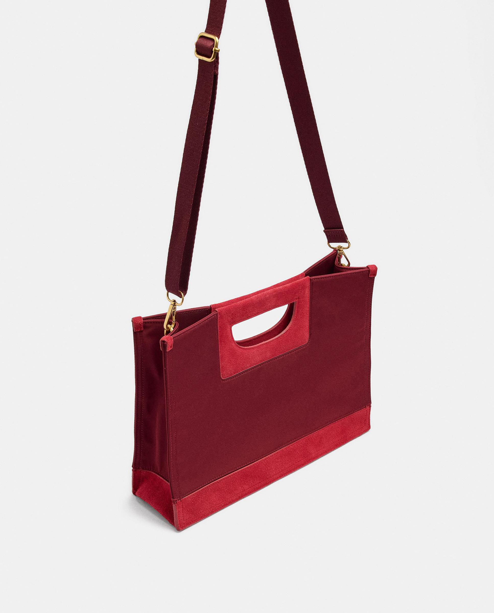 Bolso de mano estilo tote convertible a bandolera con cierre imantado - Parfois - Rojo Rojo-2