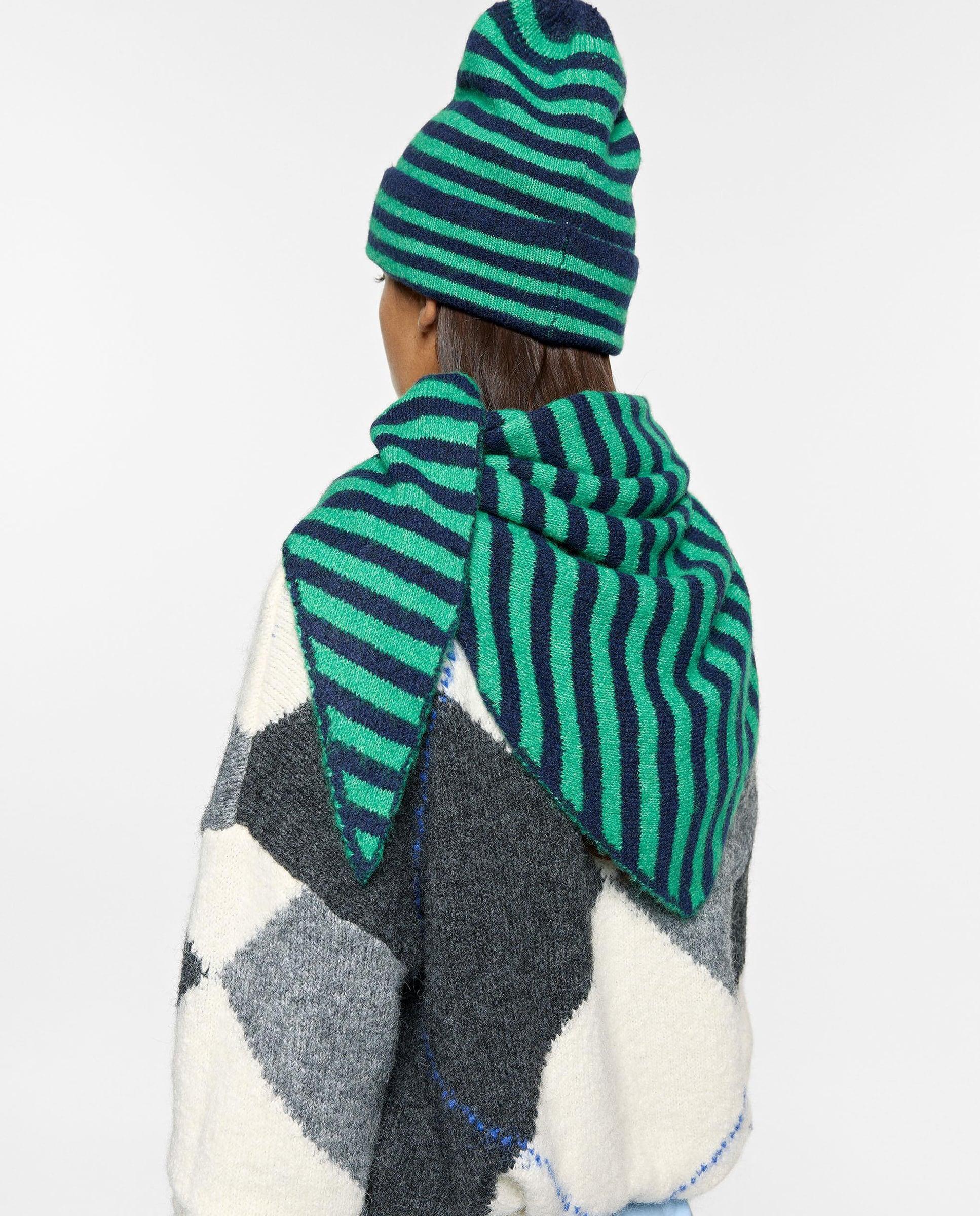 Imagen 2 de Gorro de mujer 100% lana con estampado de rayas - Parfois - Verde Verde