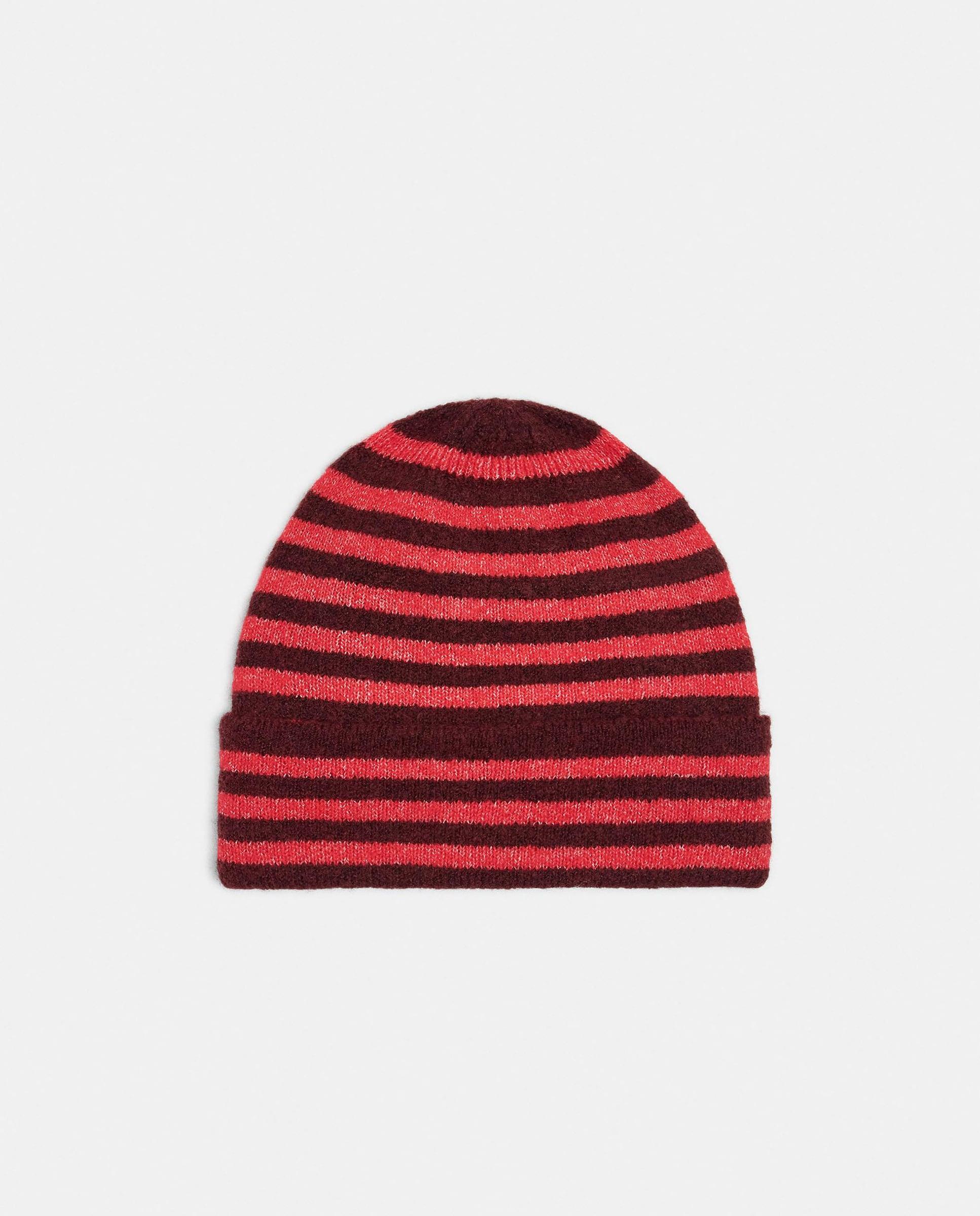 Imagen 1 de Gorro de mujer 100% lana con estampado de rayas Rojo