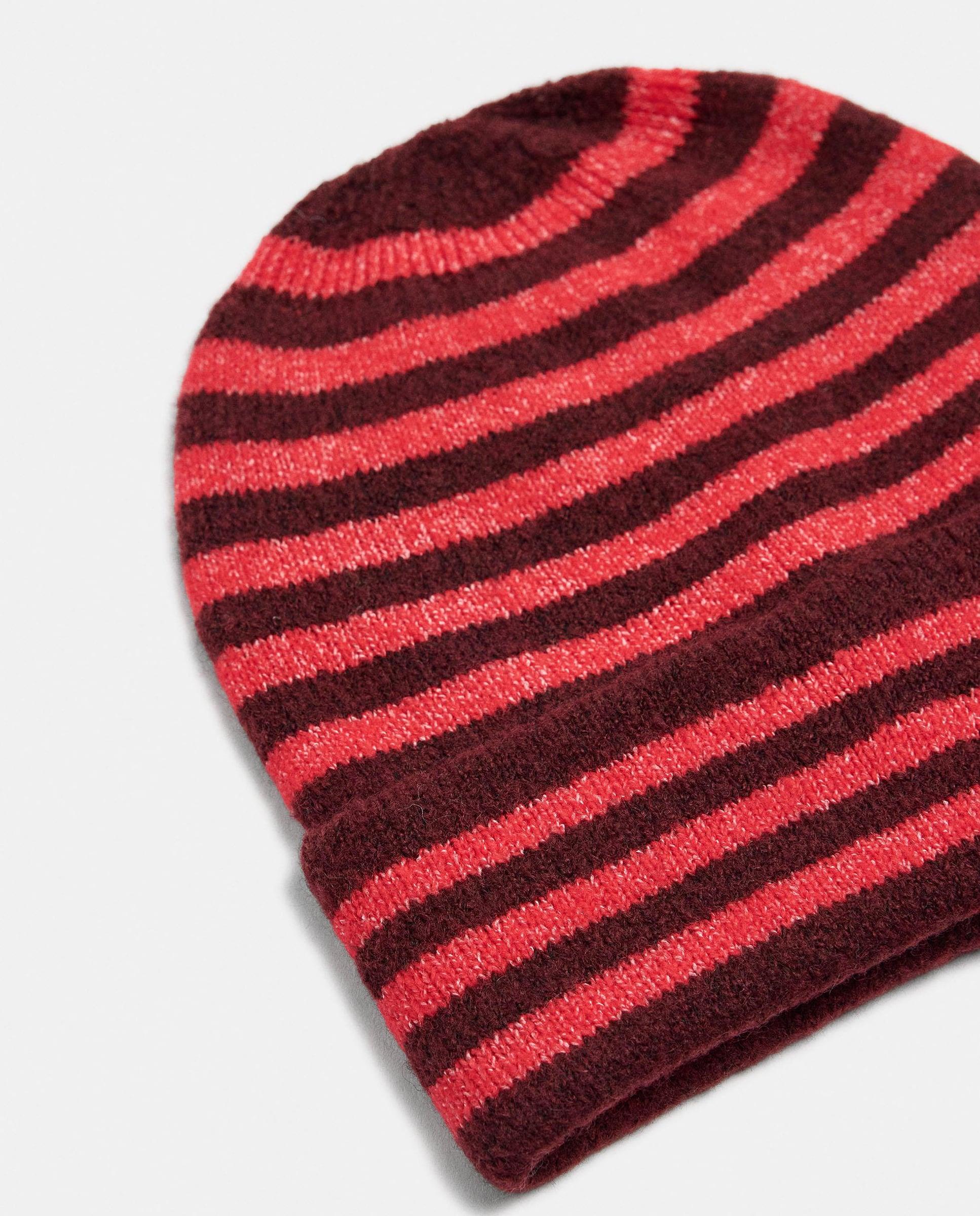 Imagen 3 de Gorro de mujer 100% lana con estampado de rayas - Parfois - Rojo Rojo