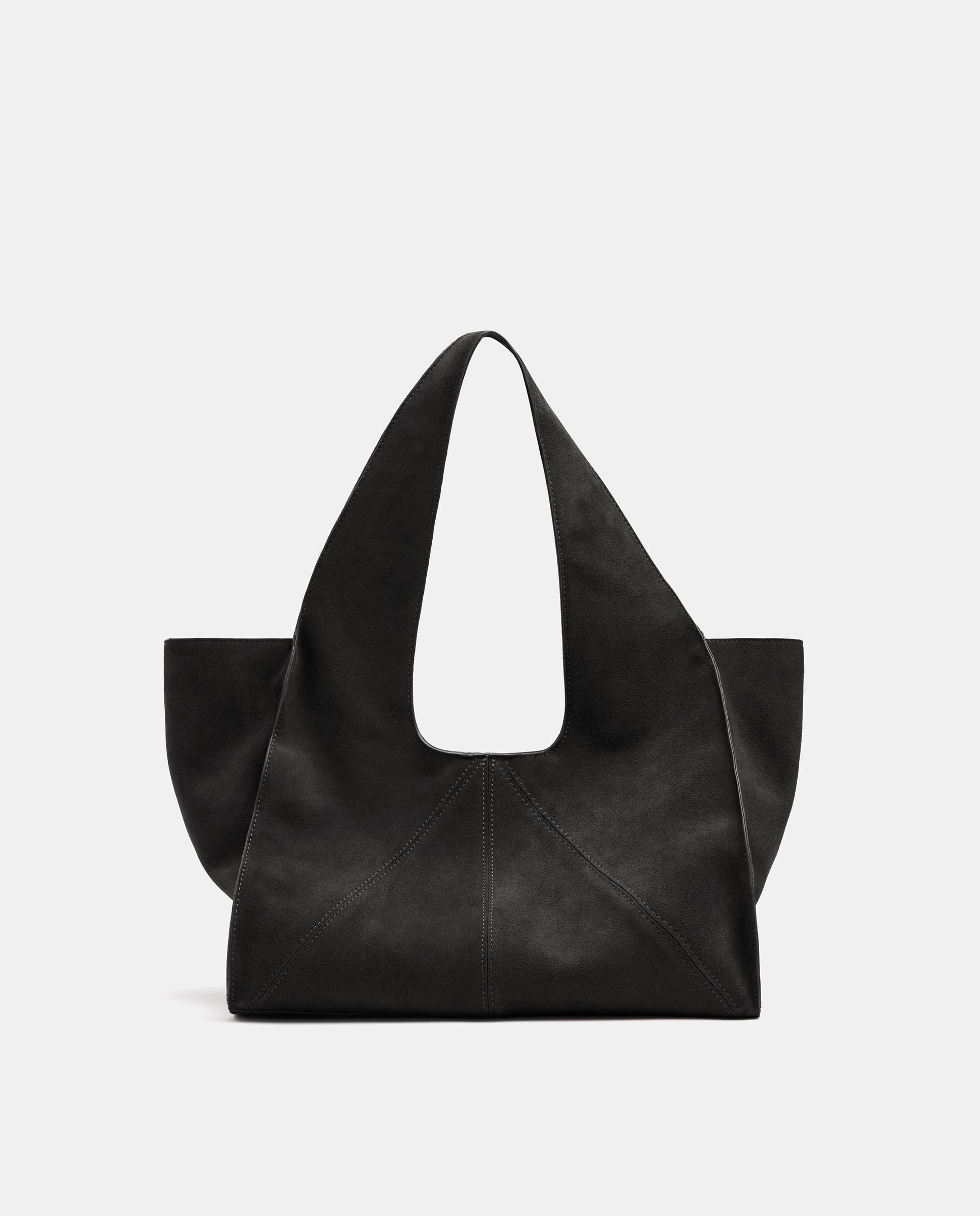 Shopper 100% piel asimétrico con cierre imantado en liso - Parfois - Negro Negro-1