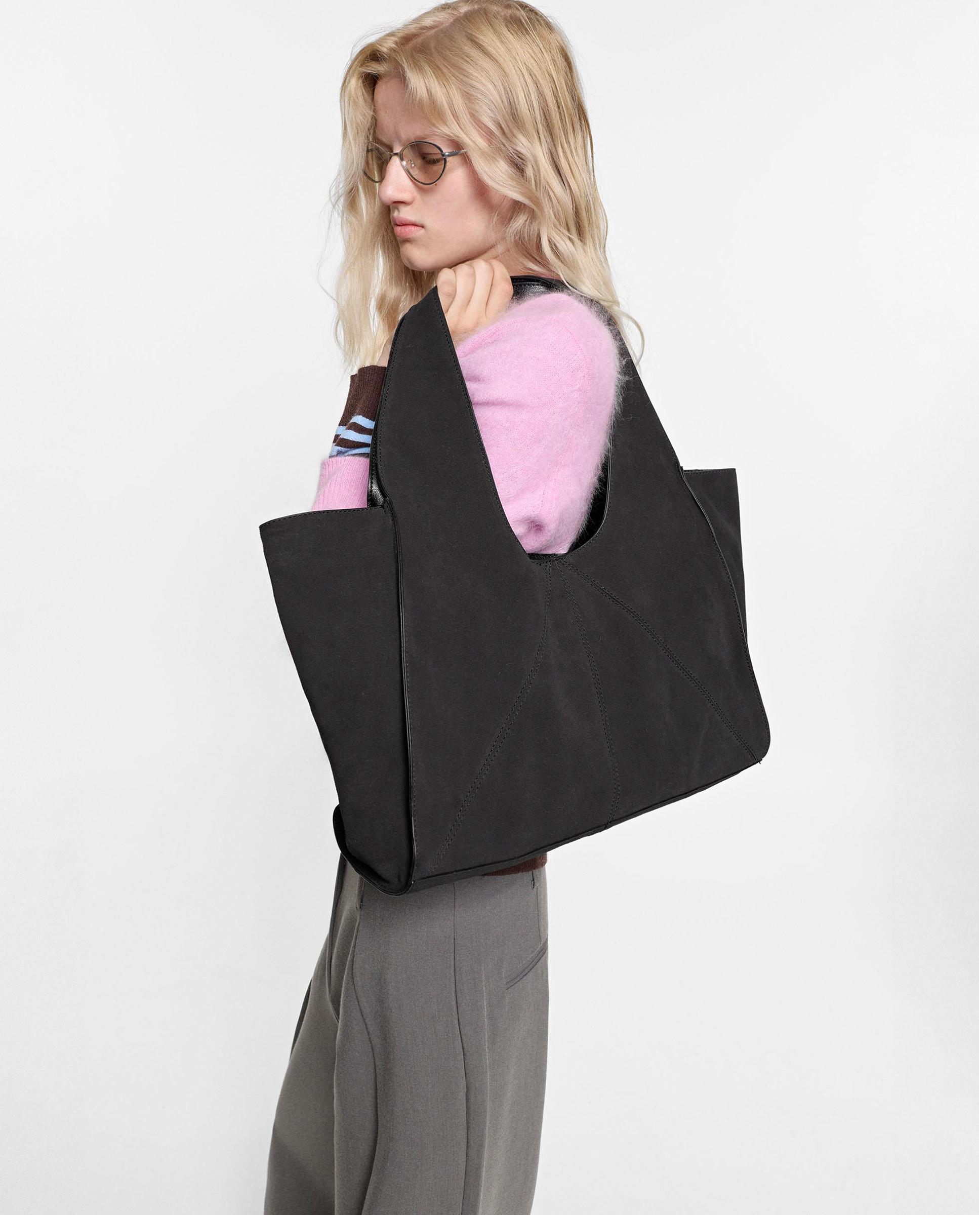 Shopper 100% piel asimétrico con cierre imantado en liso - Parfois - Negro Negro-2