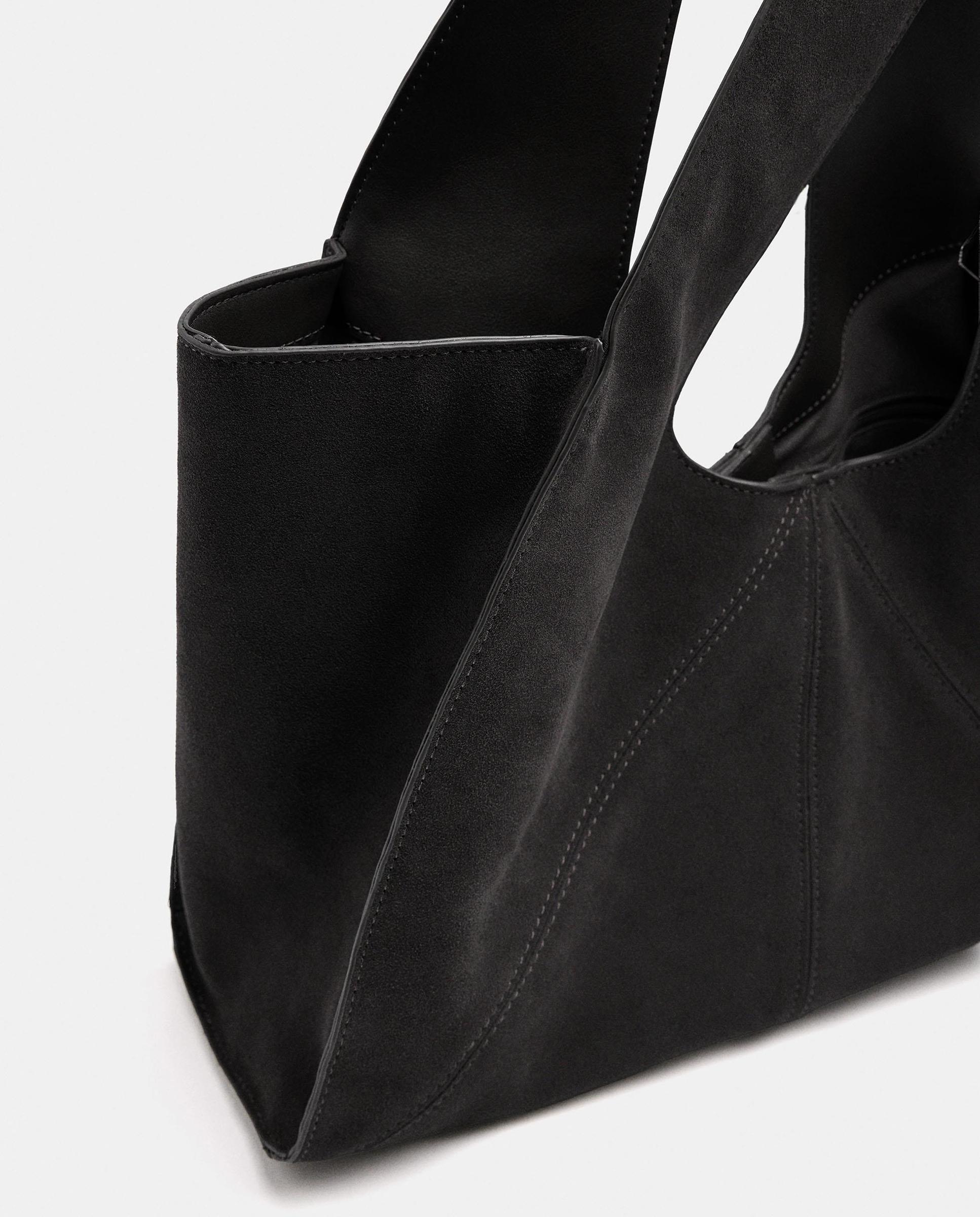 Shopper 100% piel asimétrico con cierre imantado en liso - Parfois - Negro Negro-3