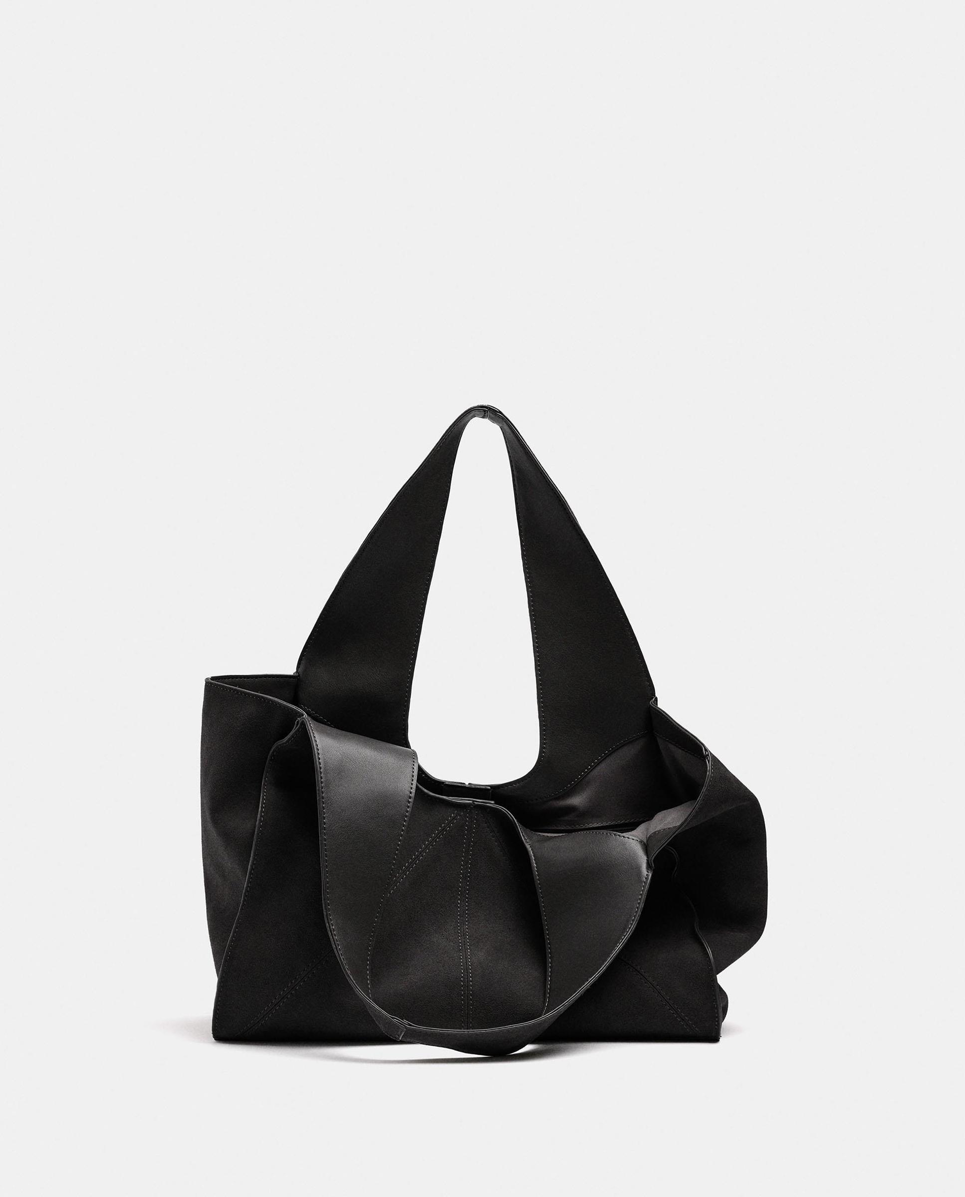 Shopper 100% piel asimétrico con cierre imantado en liso - Parfois - Negro Negro-6