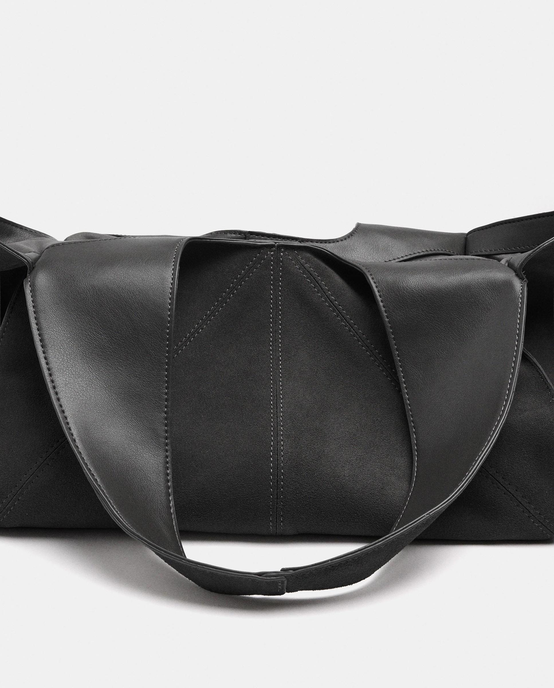 Shopper 100% piel asimétrico con cierre imantado en liso - Parfois - Negro Negro-7