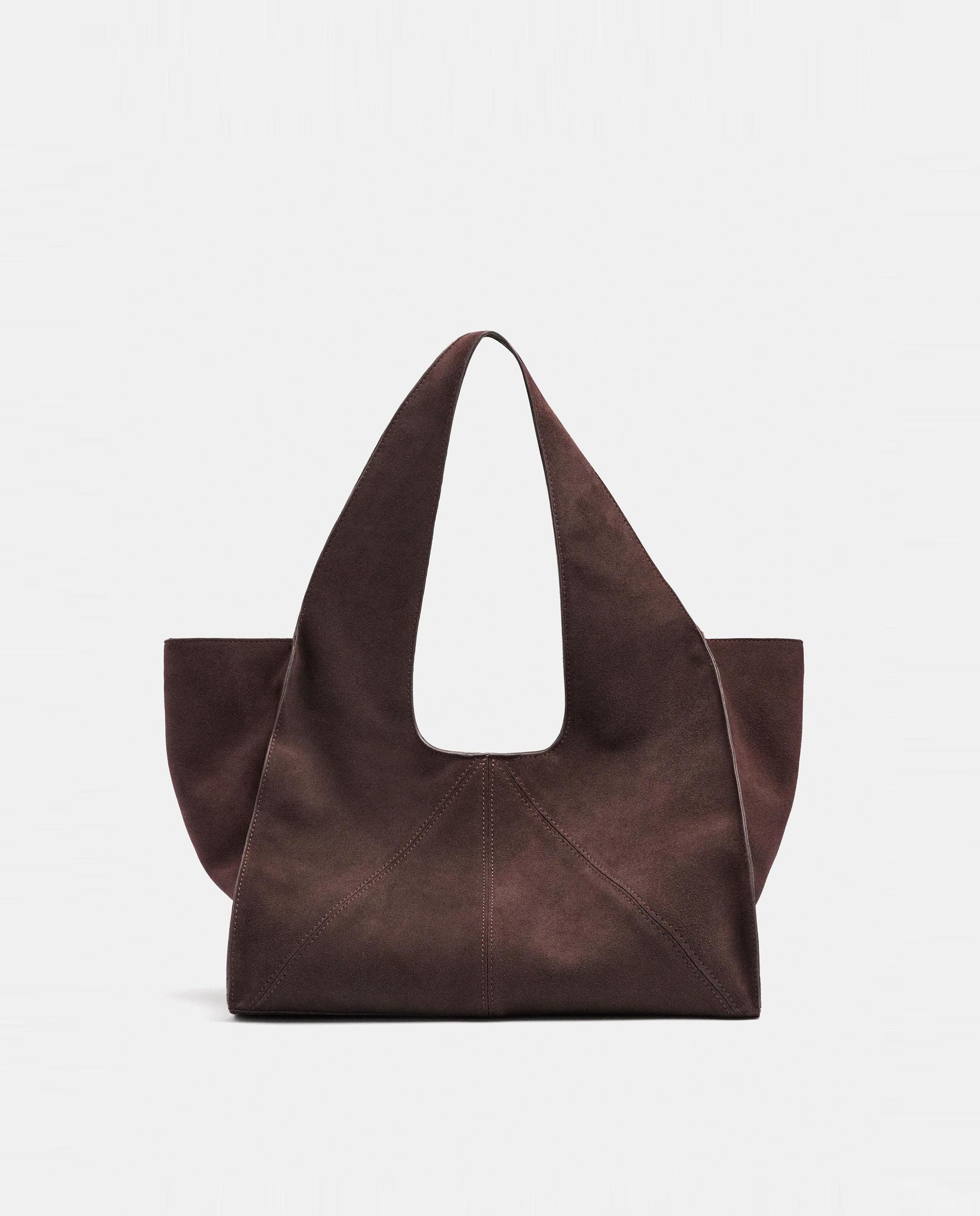 Shopper 100% piel asimétrico con cierre imantado en liso - Parfois - Marrón oscuro Marrón oscuro-1