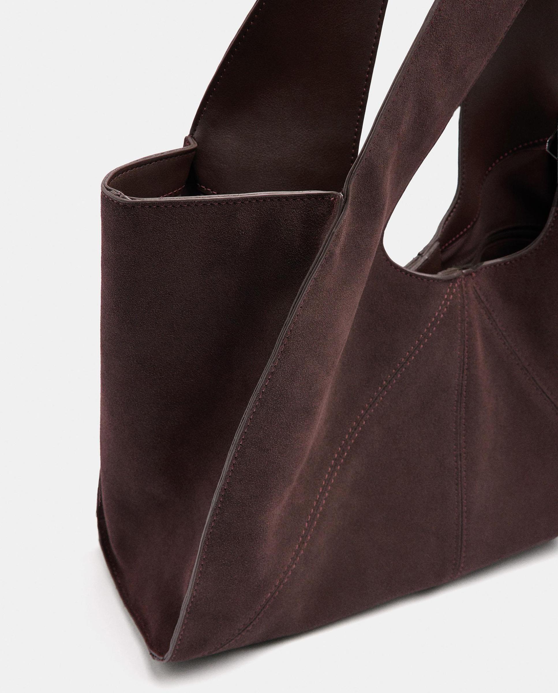 Shopper 100% piel asimétrico con cierre imantado en liso - Parfois - Marrón oscuro Marrón oscuro-3