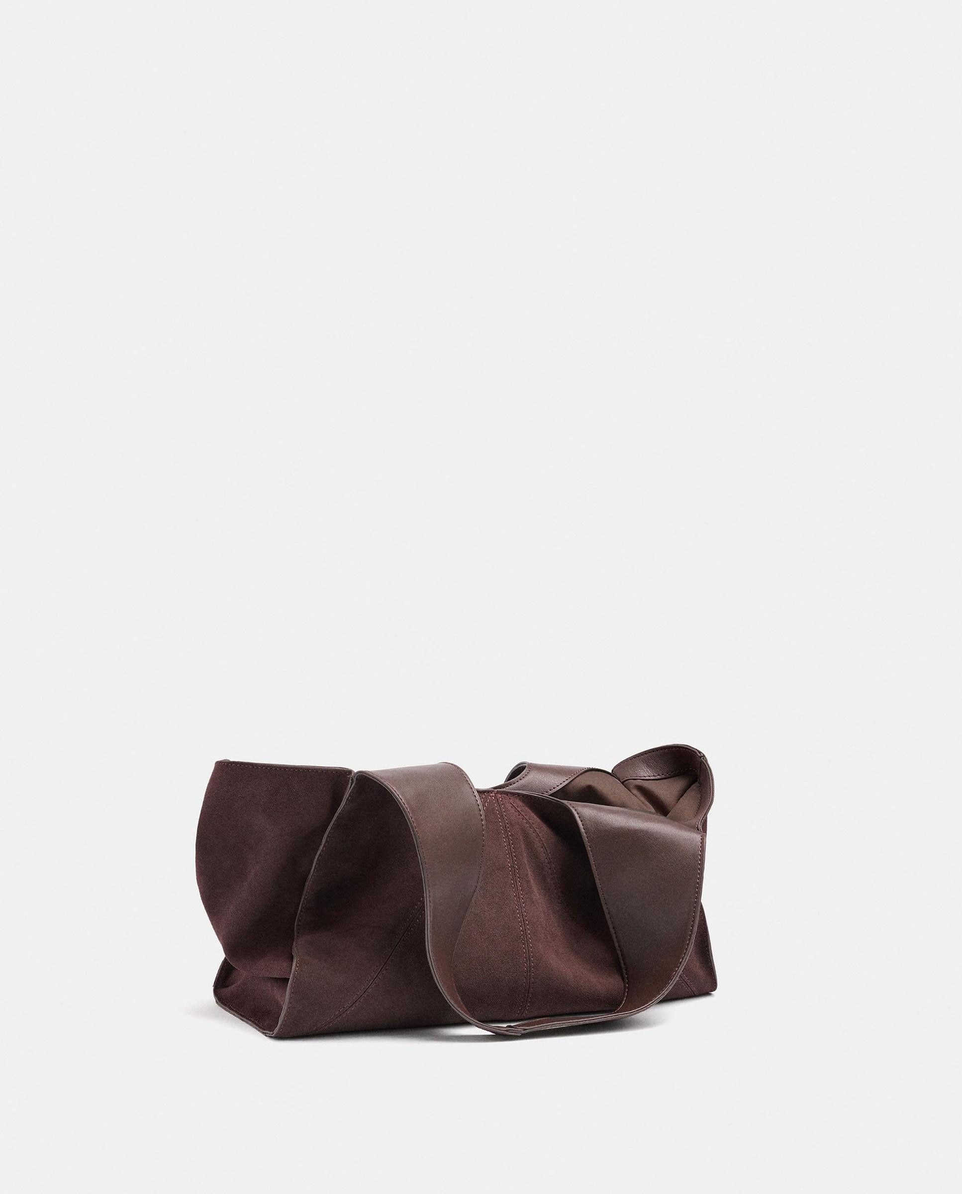 Shopper 100% piel asimétrico con cierre imantado en liso - Parfois - Marrón oscuro Marrón oscuro-4