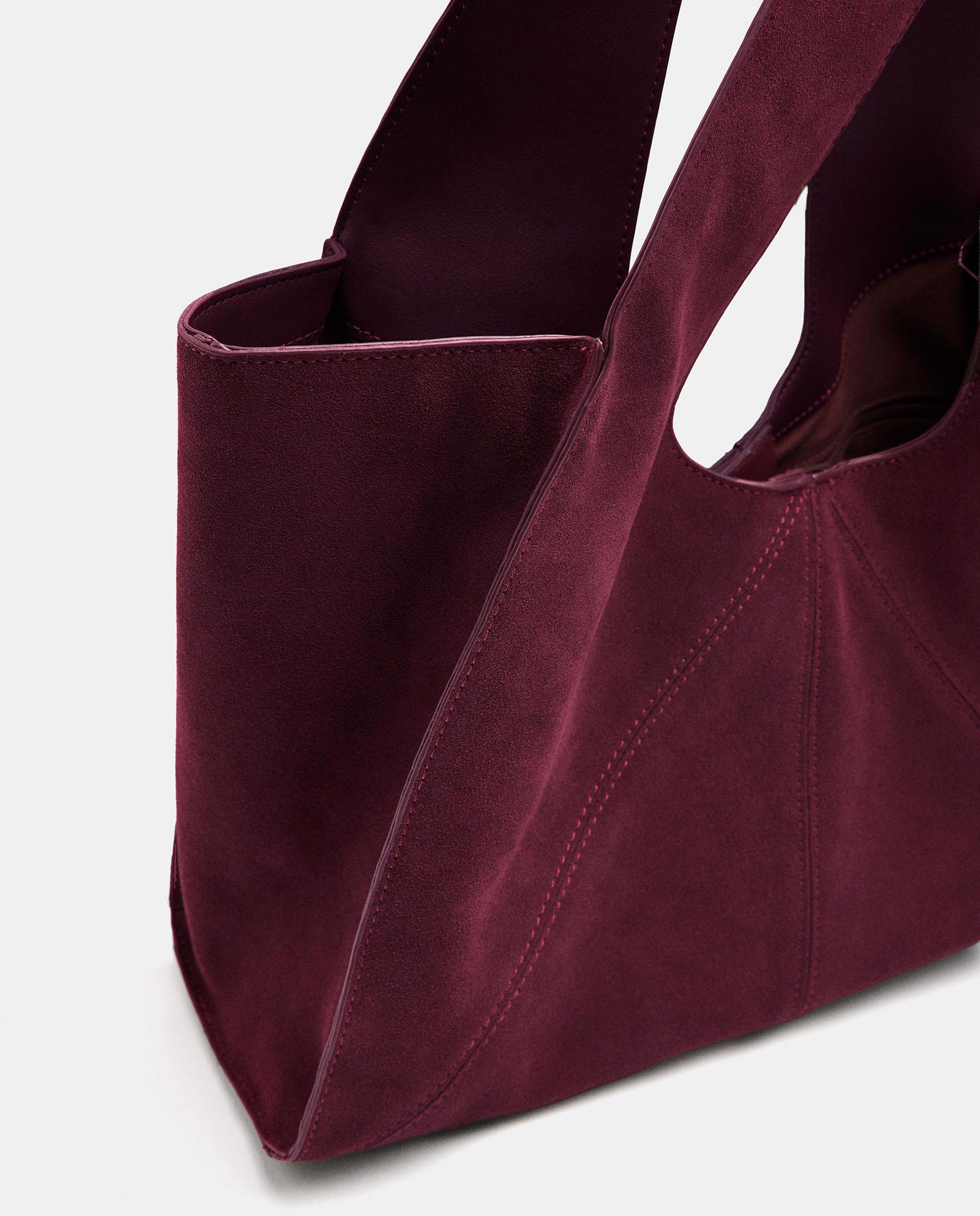 Shopper 100% piel asimétrico con cierre imantado en liso - Parfois - Granate Granate-3