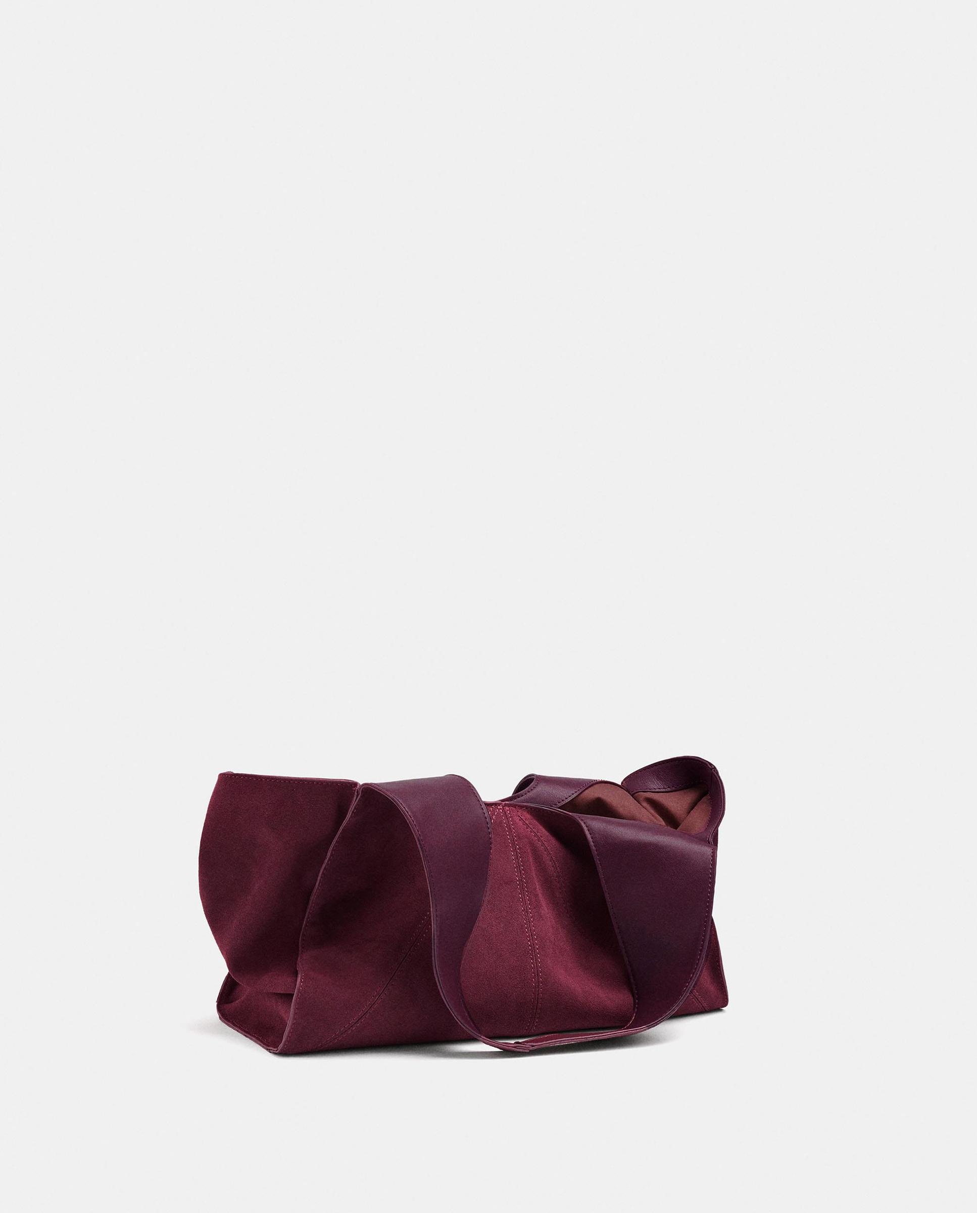 Shopper 100% piel asimétrico con cierre imantado en liso - Parfois - Granate Granate-4