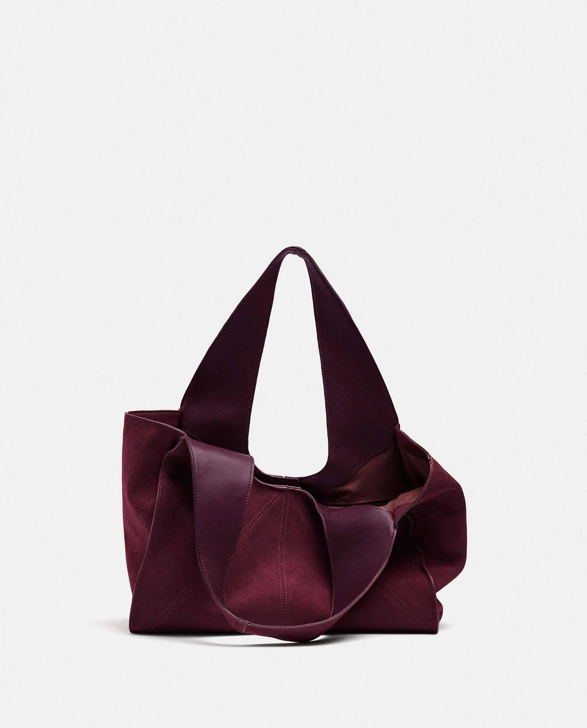 Shopper 100% piel asimétrico con cierre imantado en liso - Parfois - Granate Granate-6