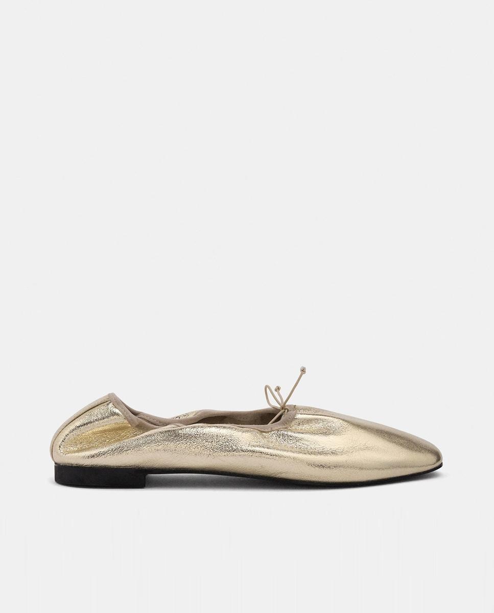 Bailarinas planas de mujer de piel con cordón decorativo - Parfois - Oro Oro-1