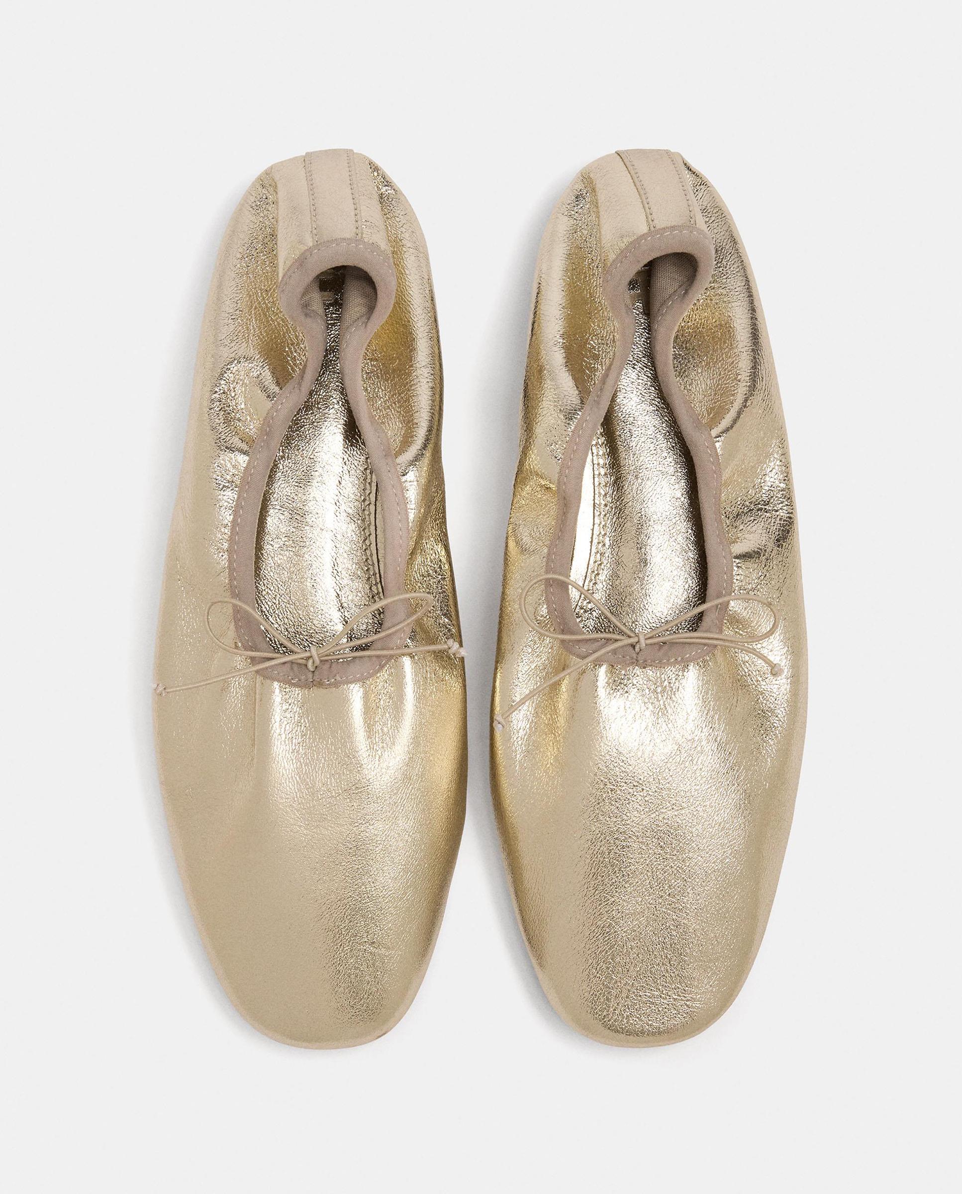 Bailarinas planas de mujer de piel con cordón decorativo - Parfois - Oro Oro-3