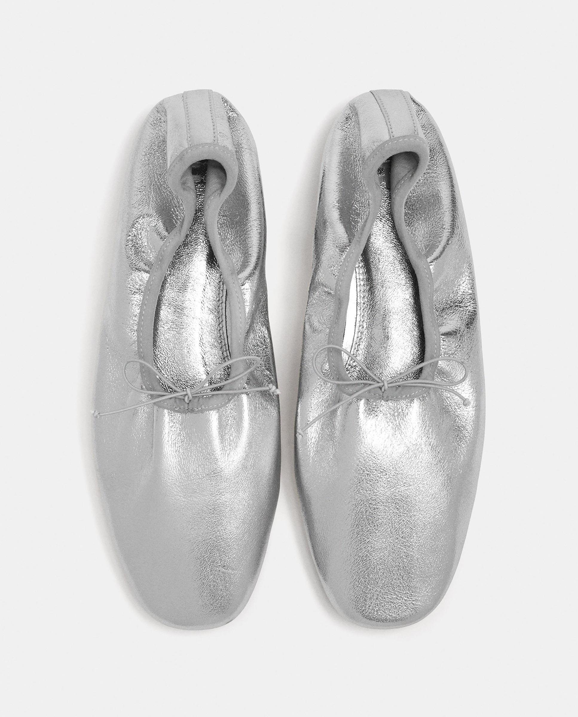 Bailarinas planas de mujer de piel con cordón decorativo - Parfois - Plata Plata-3
